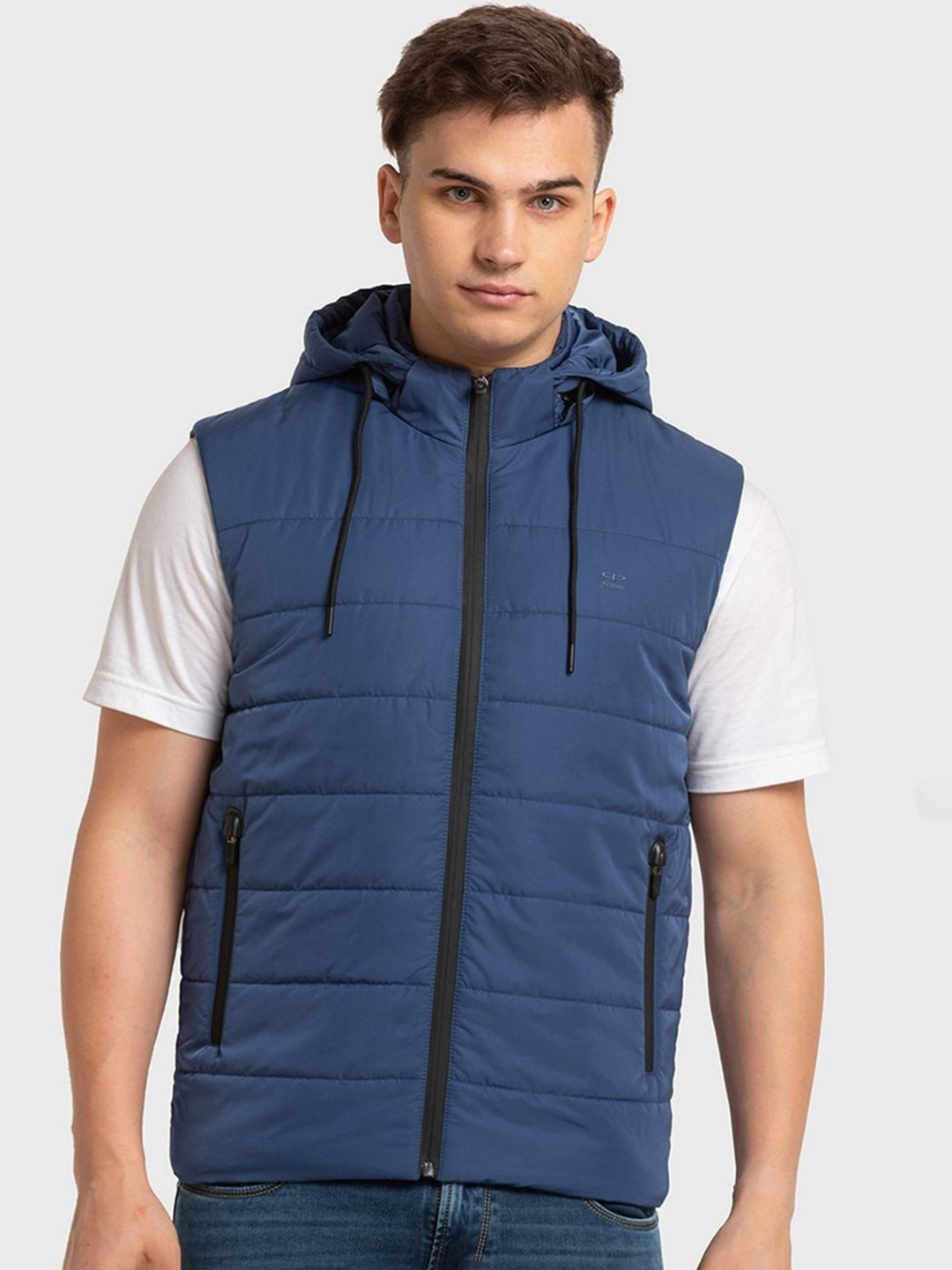 

ColorPlus Plus-Size Men Blue Striped Puffer Jacket