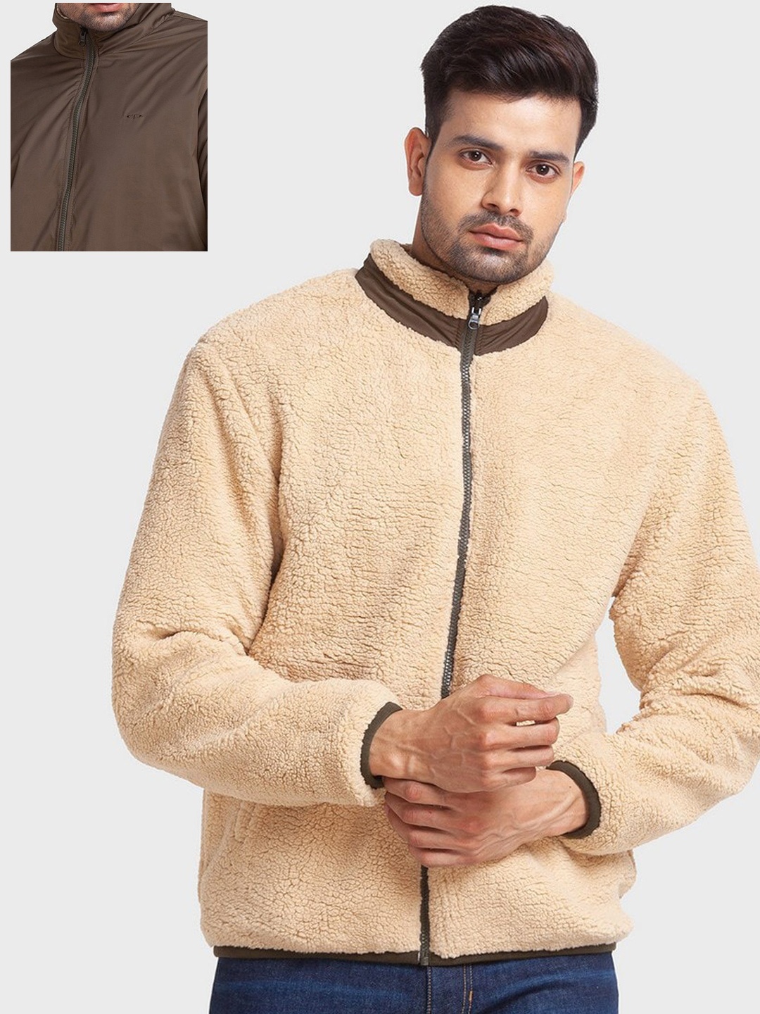 

ColorPlus Men Green Checked Crop Bomber Jacket
