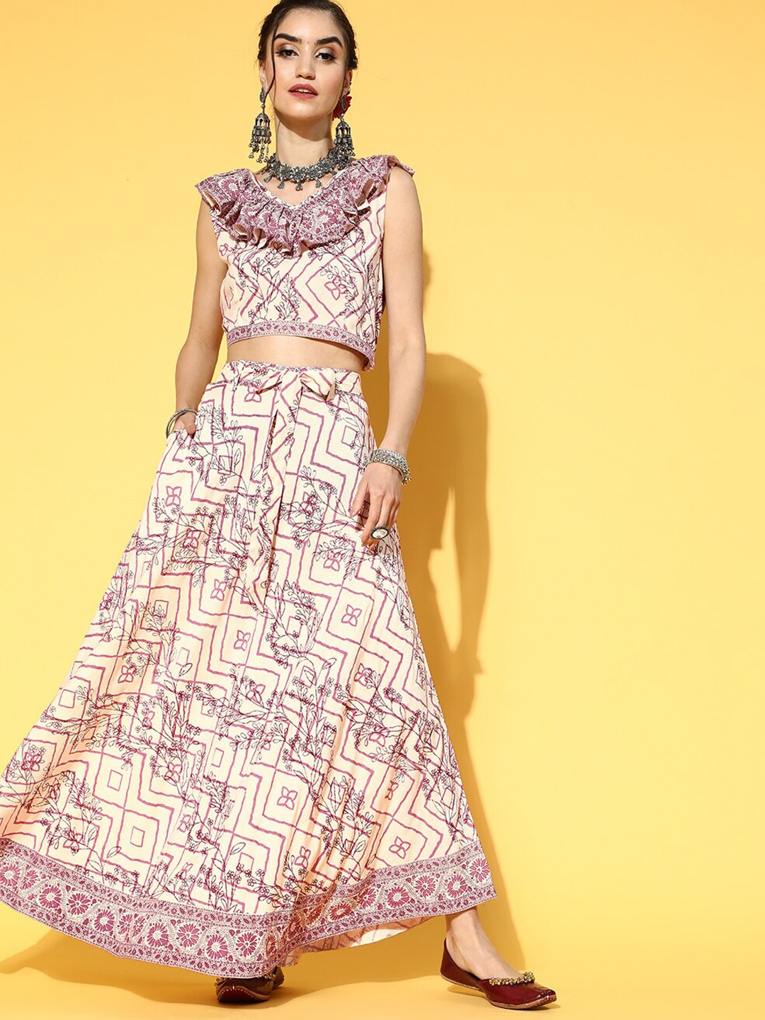 

kipek Women Cream Printed Co-Ord Set