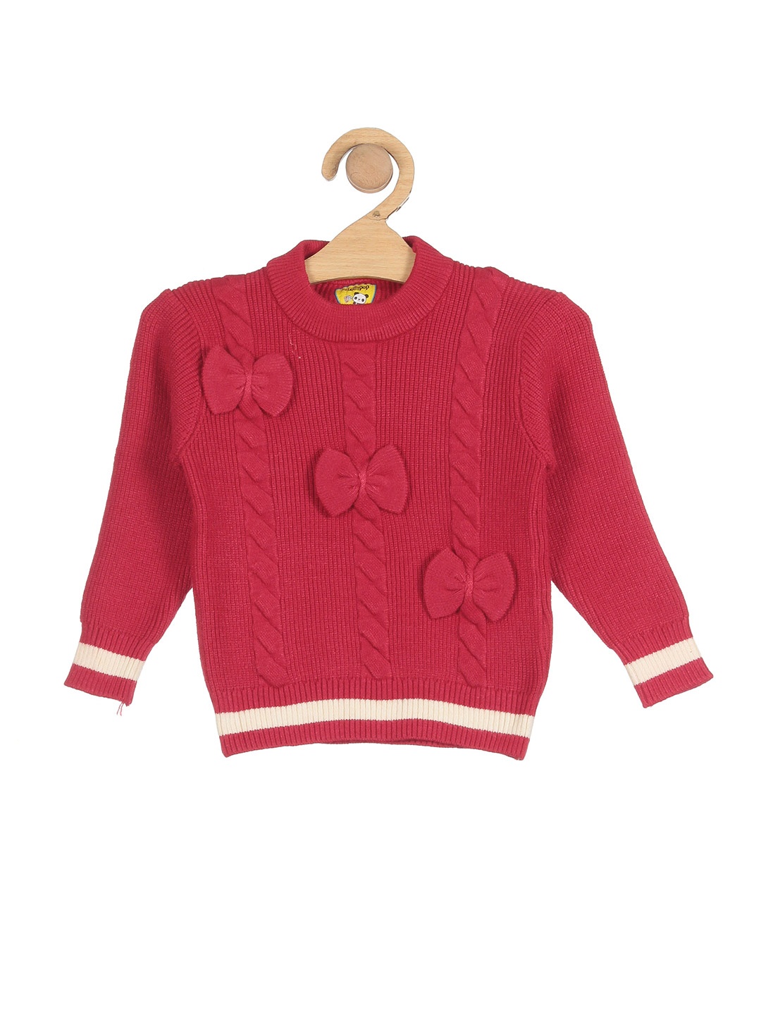 

Lil Lollipop Girls Maroon Cable Knit Pullover