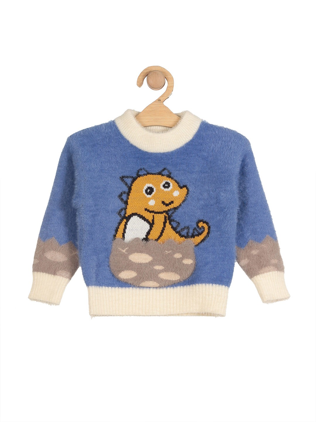 

Lil Lollipop Kids Blue & Cream-Coloured Printed Pullover
