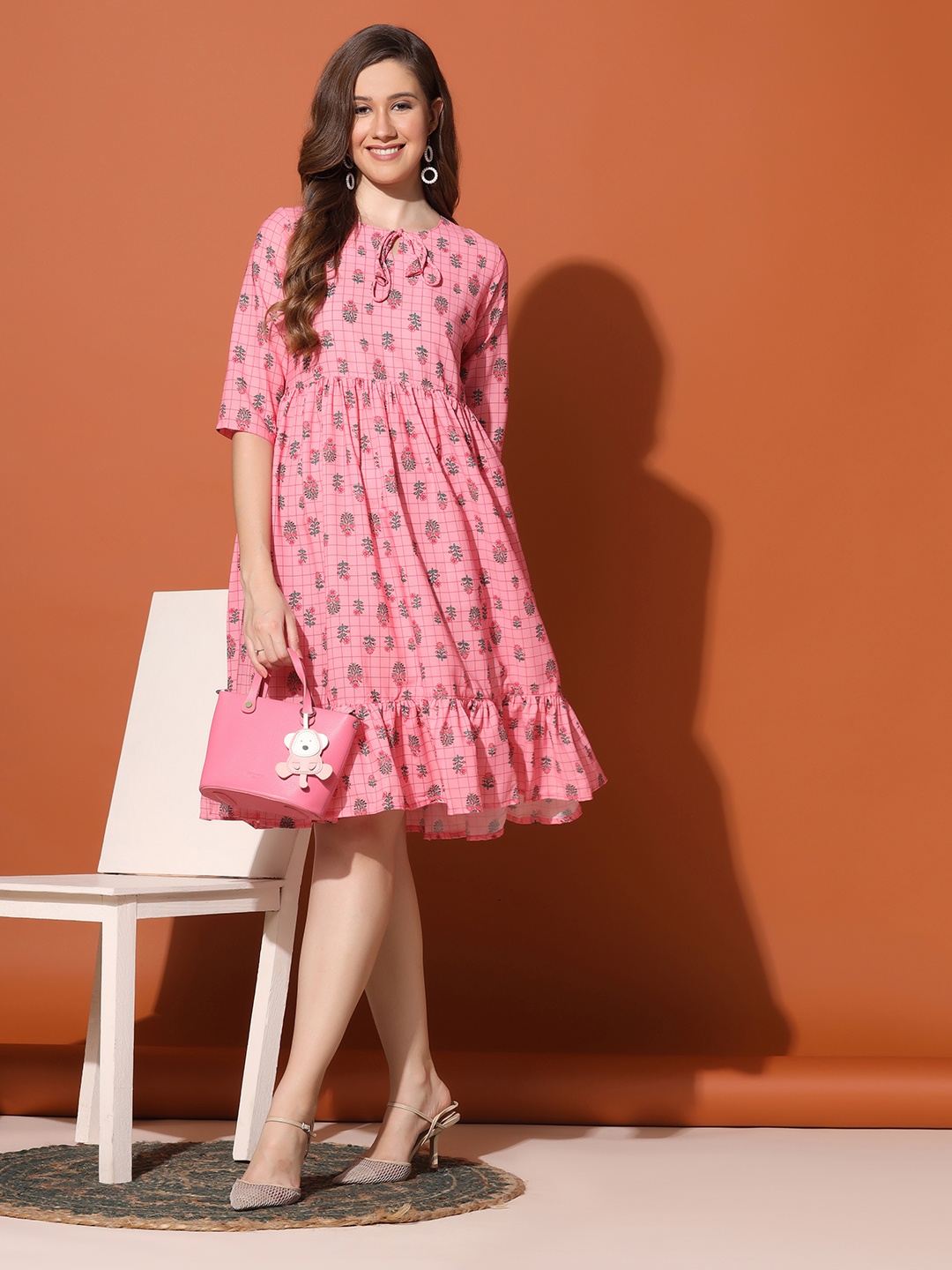 

FASHION DREAM Women Pink Floral Printed Dress