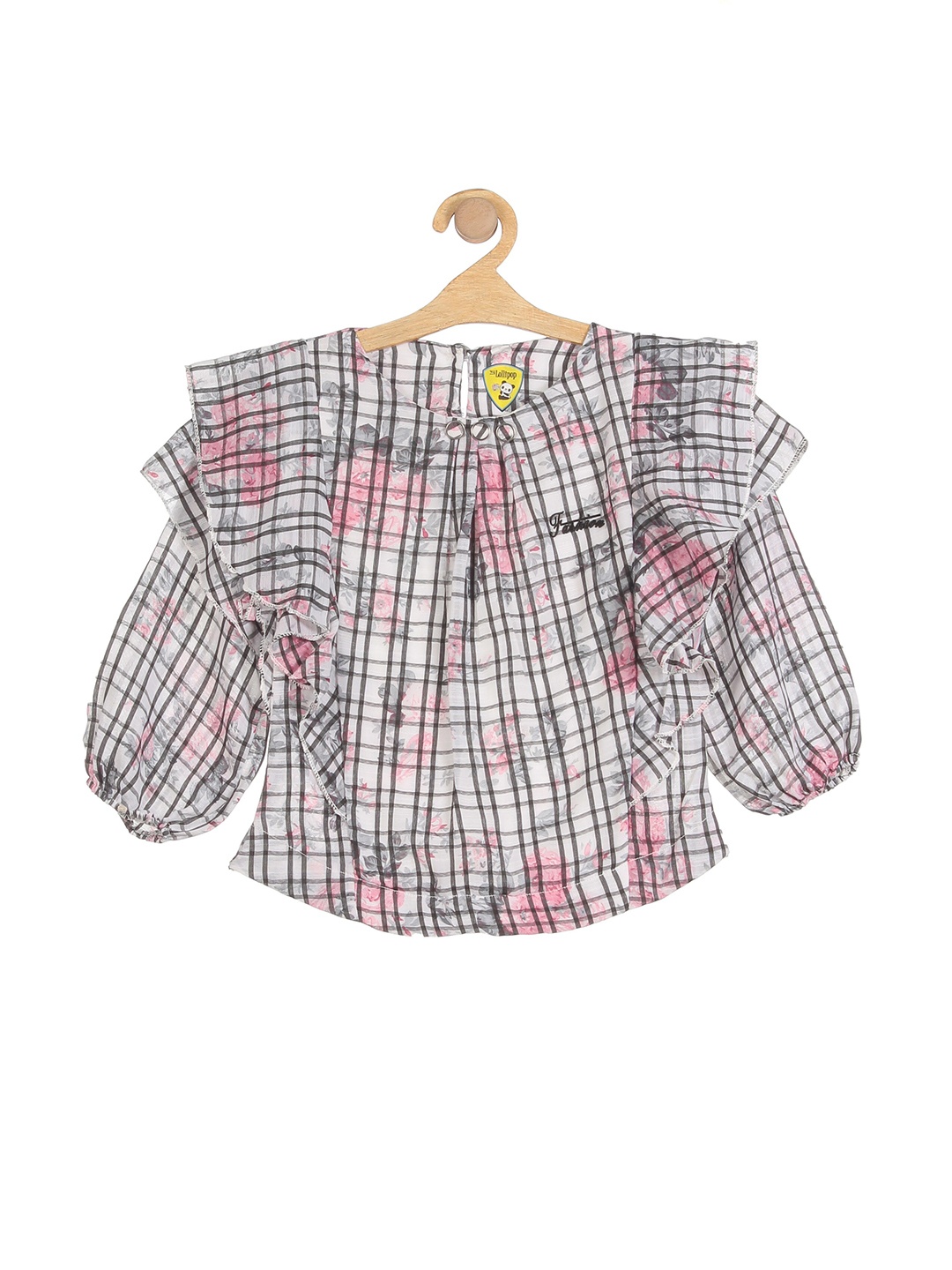 

Lil Lollipop Girl White Checked Ruffles Top