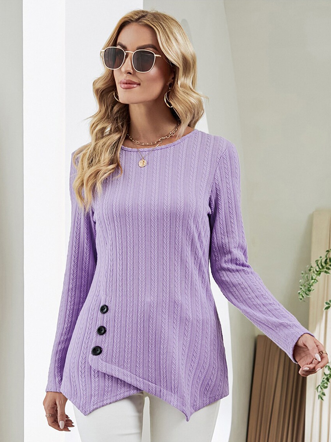 

BoStreet Lavender Striped Twisted Top