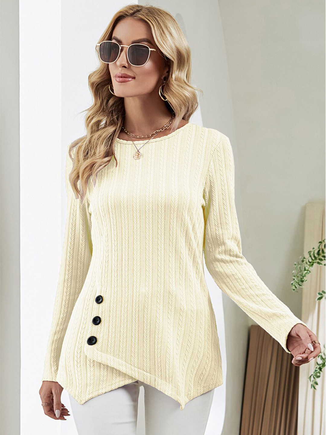 

BoStreet Women Off White Regular Top