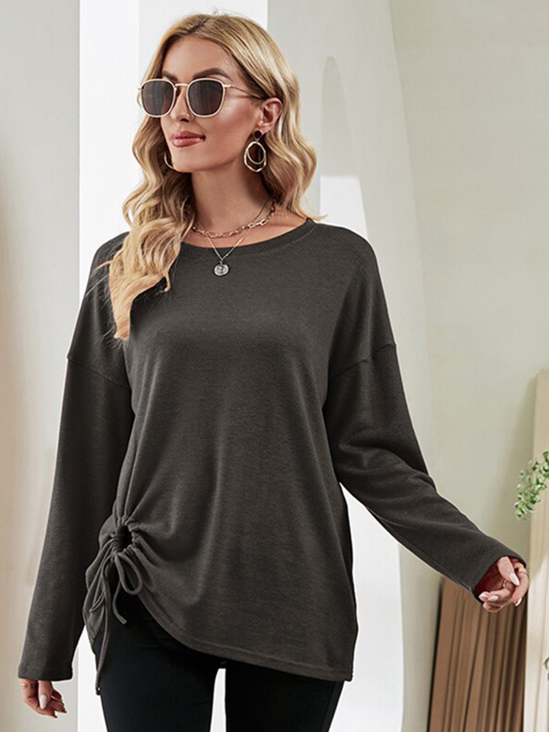 

BoStreet Women Grey Solid Top