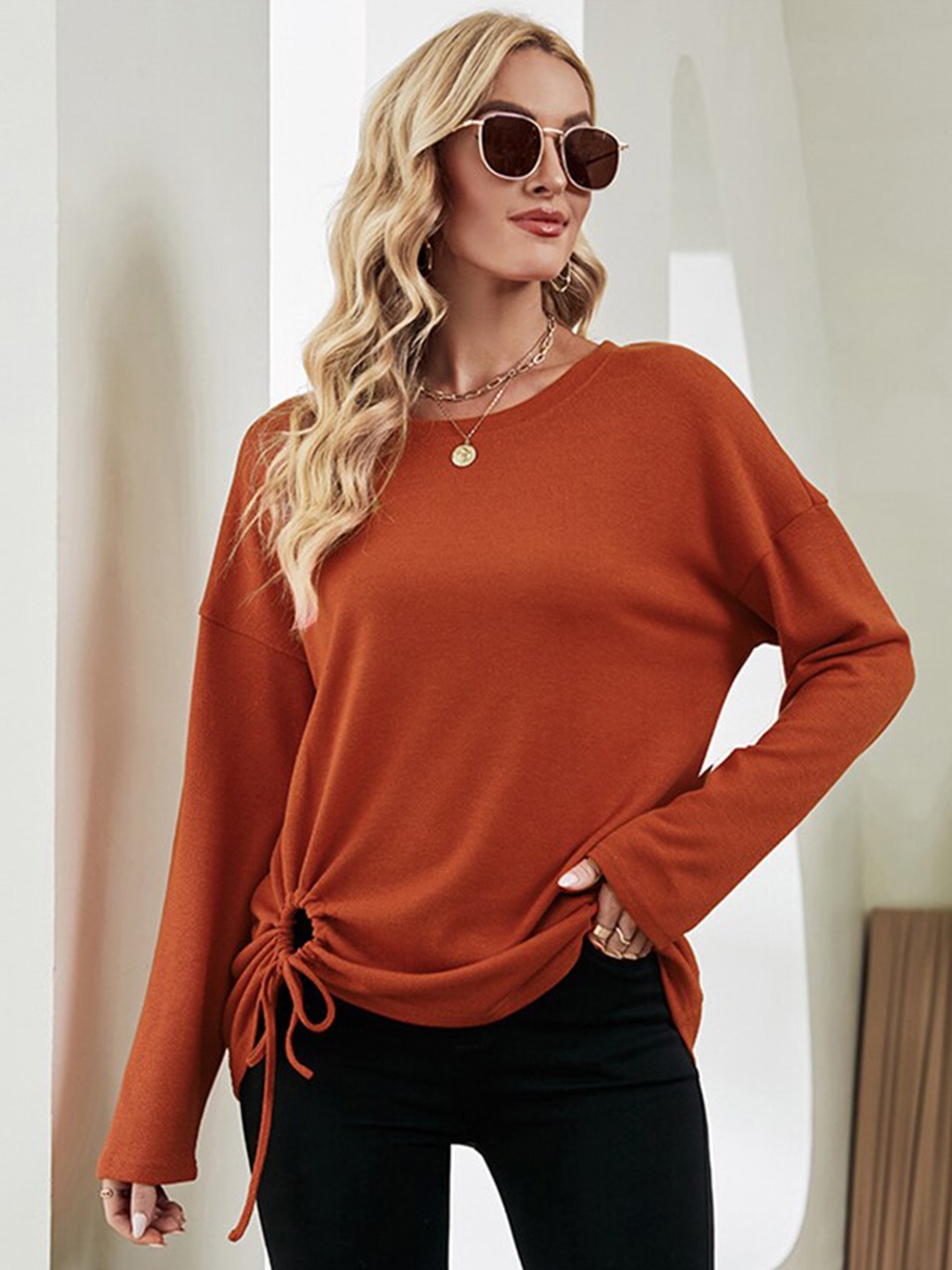 

BoStreet Women Orange Solid Regular Top