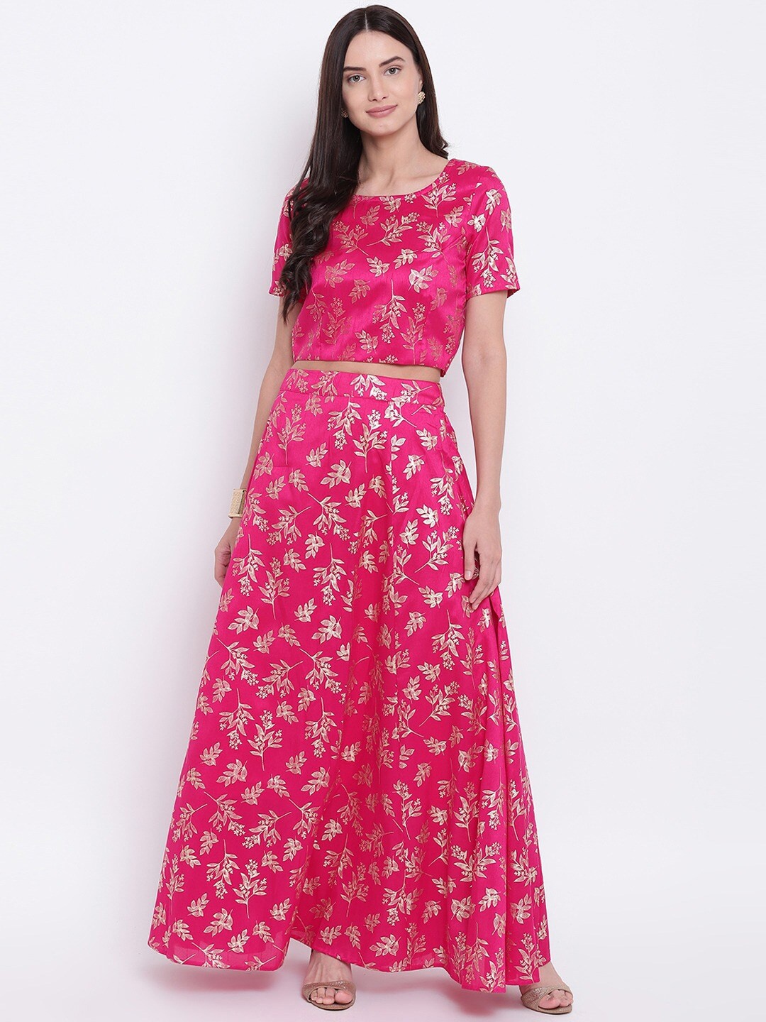 

Be Indi Pink & White Ready to Wear Lehenga &