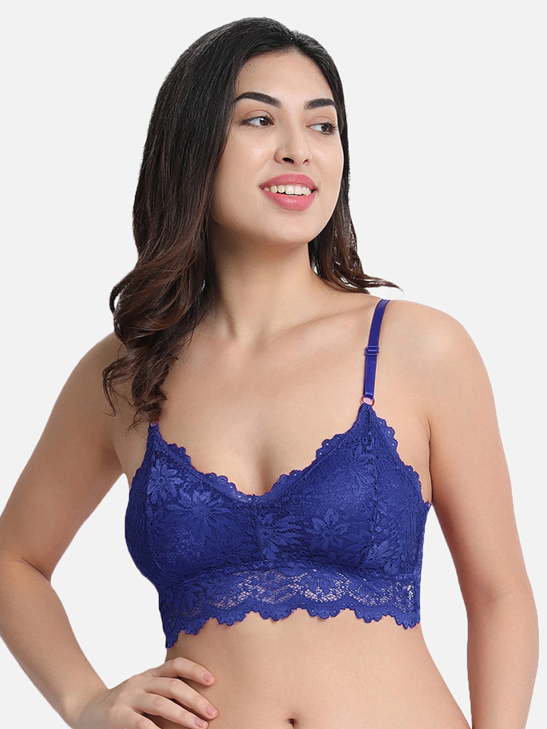 

Spiaty Floral Lightly Padded Bralette Bra, Blue