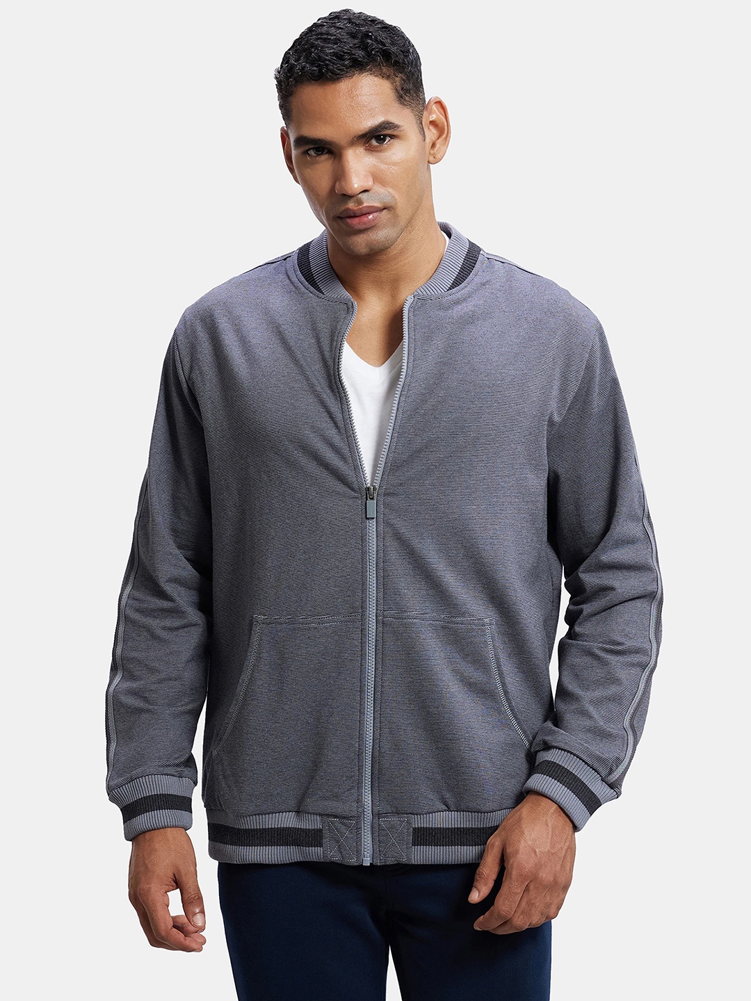 

Jockey Combed Cotton Rich Fleece Jacket With StayWarm Technology-AM92, Grey
