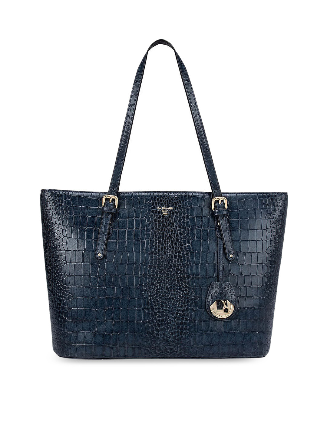 

Da Milano Women Animal Textured Leather Structured Shoulder Bag, Navy blue