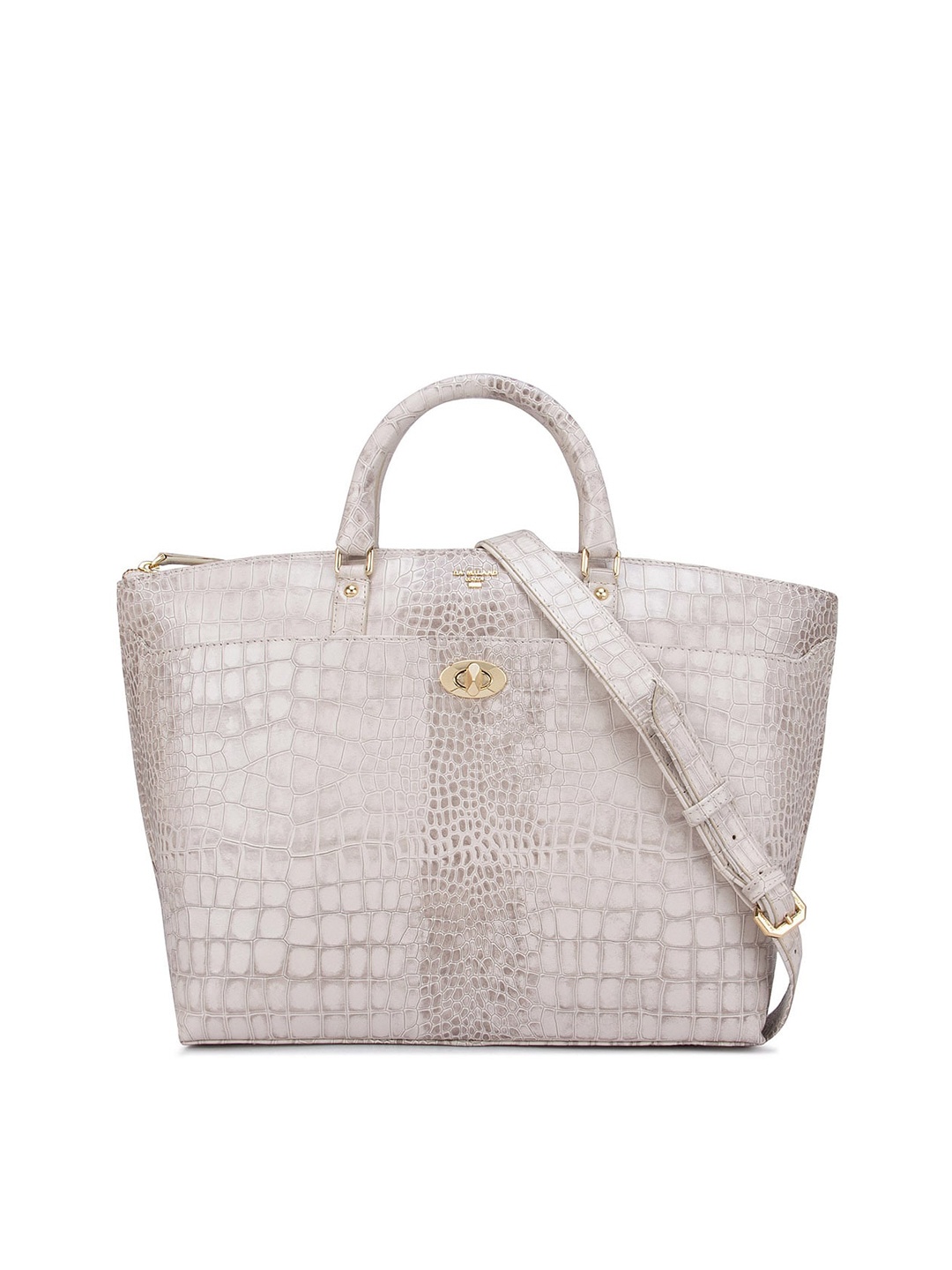 

Da Milano Women Animal Leather Oversized Structured Handheld Bag, White