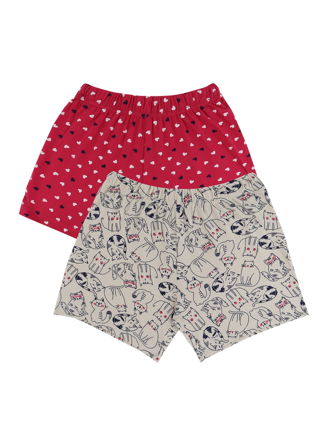 

Bodycare Girls Pack Of 2 Conversational Printed Shorts, Red