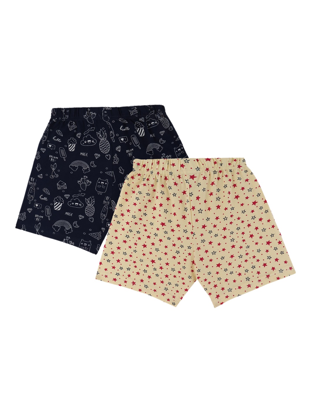 Bodycare Girls Pack Of 2 Conversational Printed Shorts, Cream