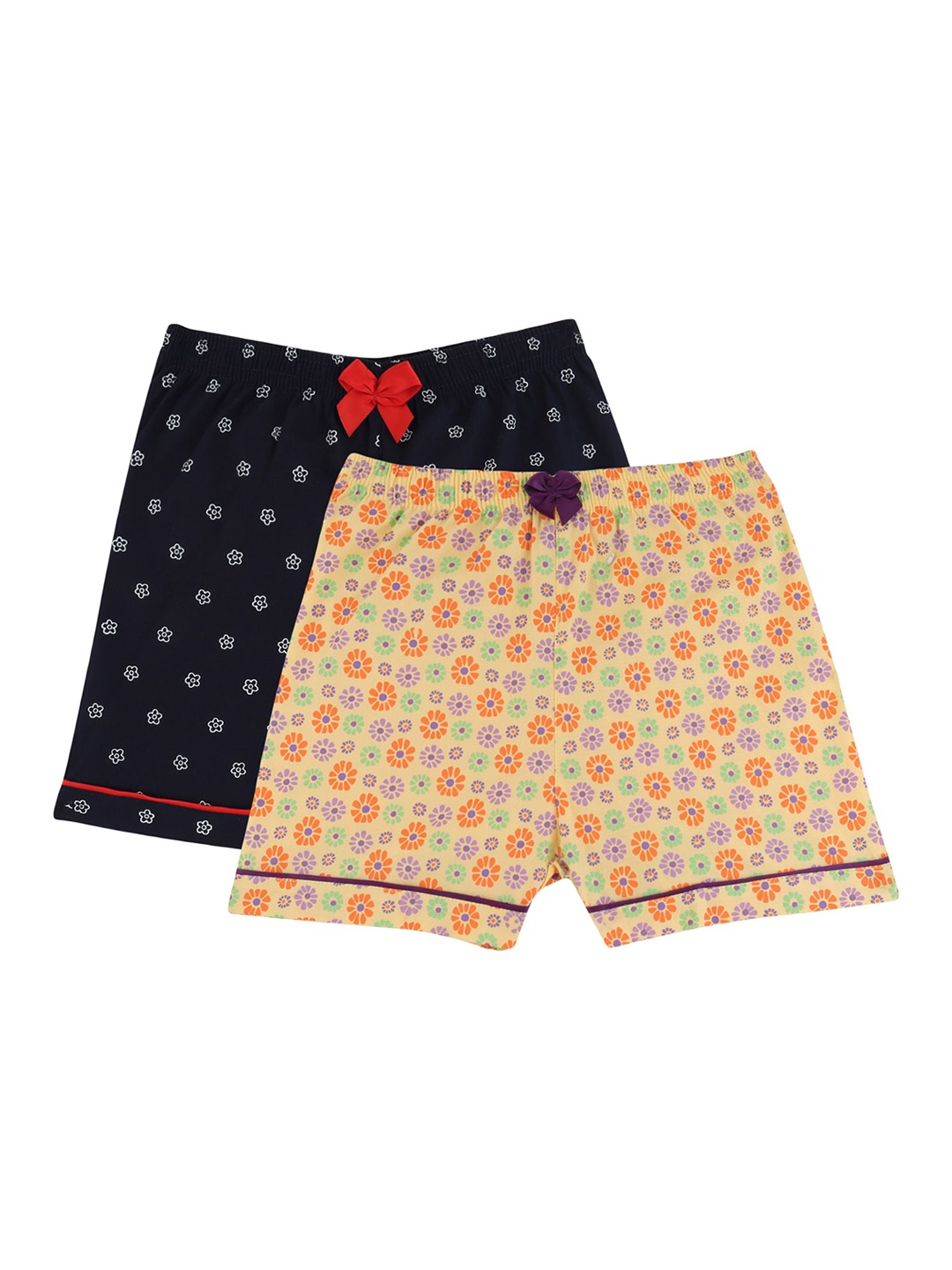 Bodycare Girls Pack Of 2 Floral Printed Shorts, Black