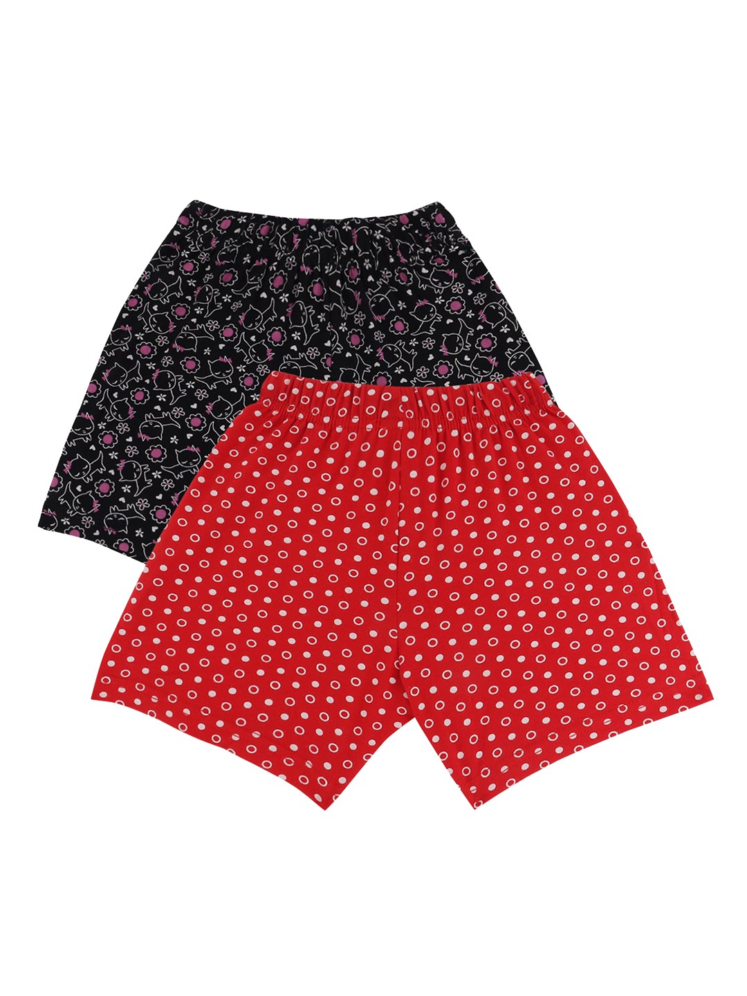 

Bodycare Kids Girls Pack of 2 Conversational Printed Cotton Shorts, Red