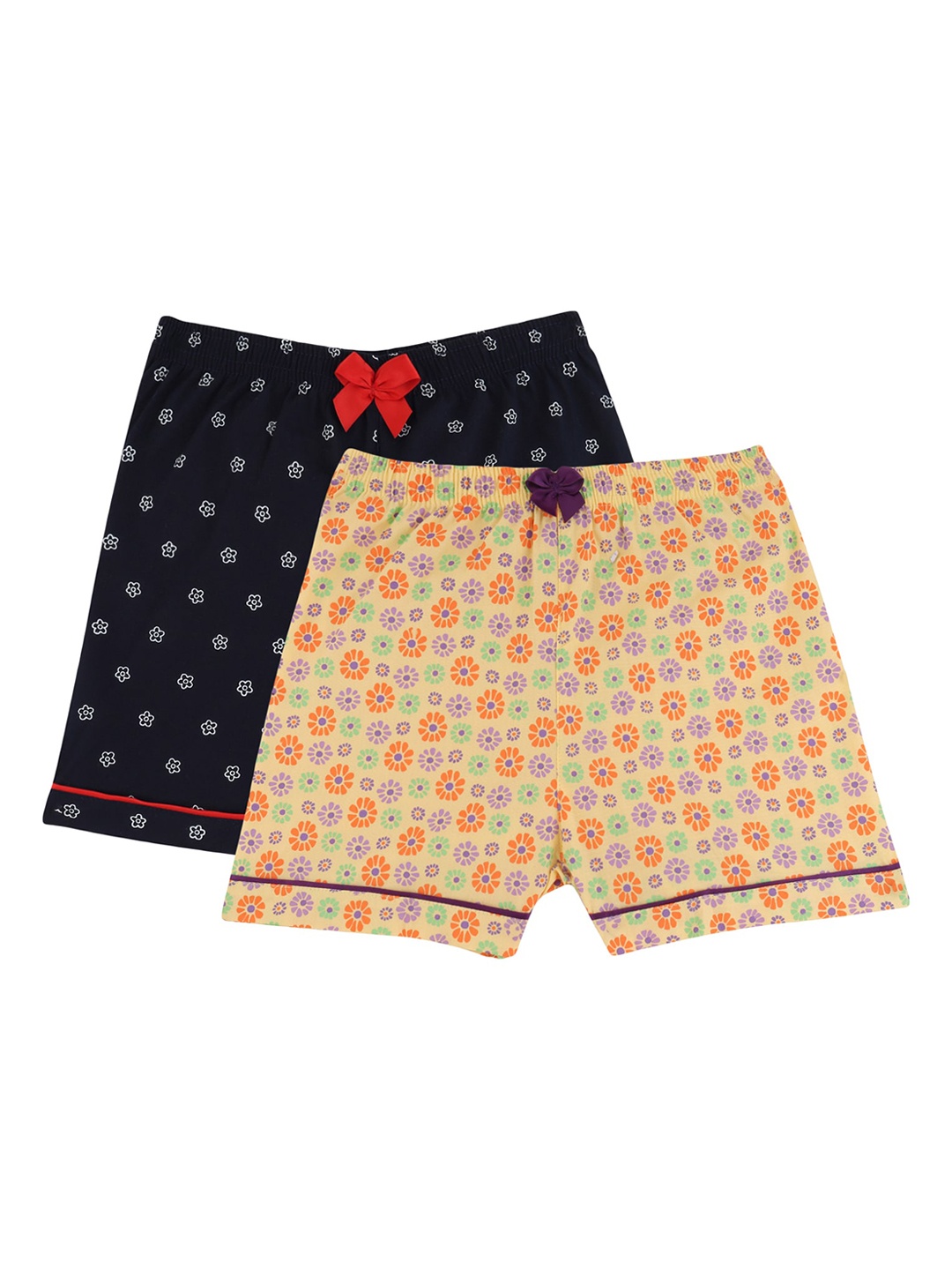 

Bodycare Kids Girls Pack of 2 Floral Printed Cotton Shorts, Black