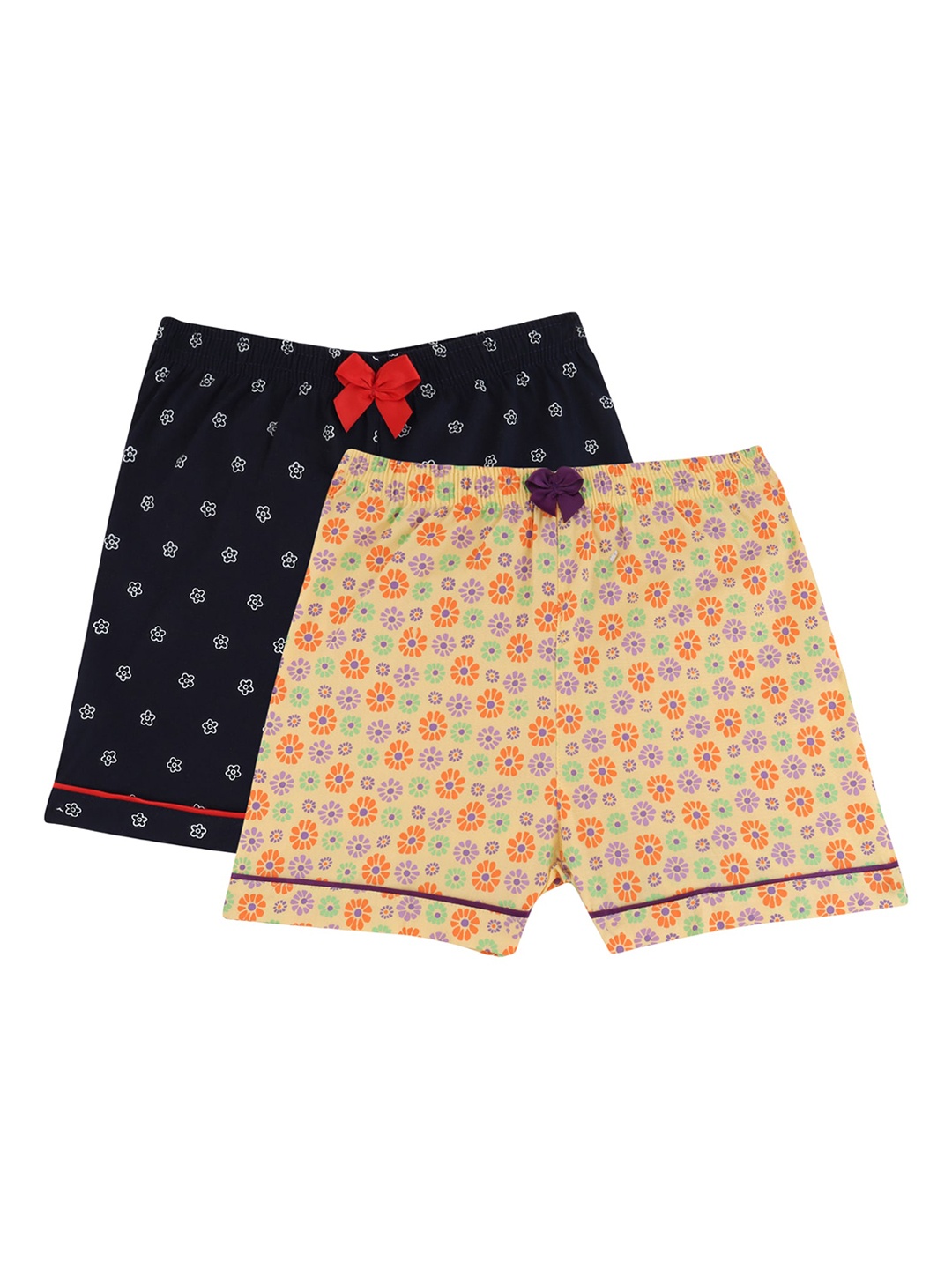 

Bodycare Kids Girls Pack of 2 Floral Printed Cotton Shorts, Black