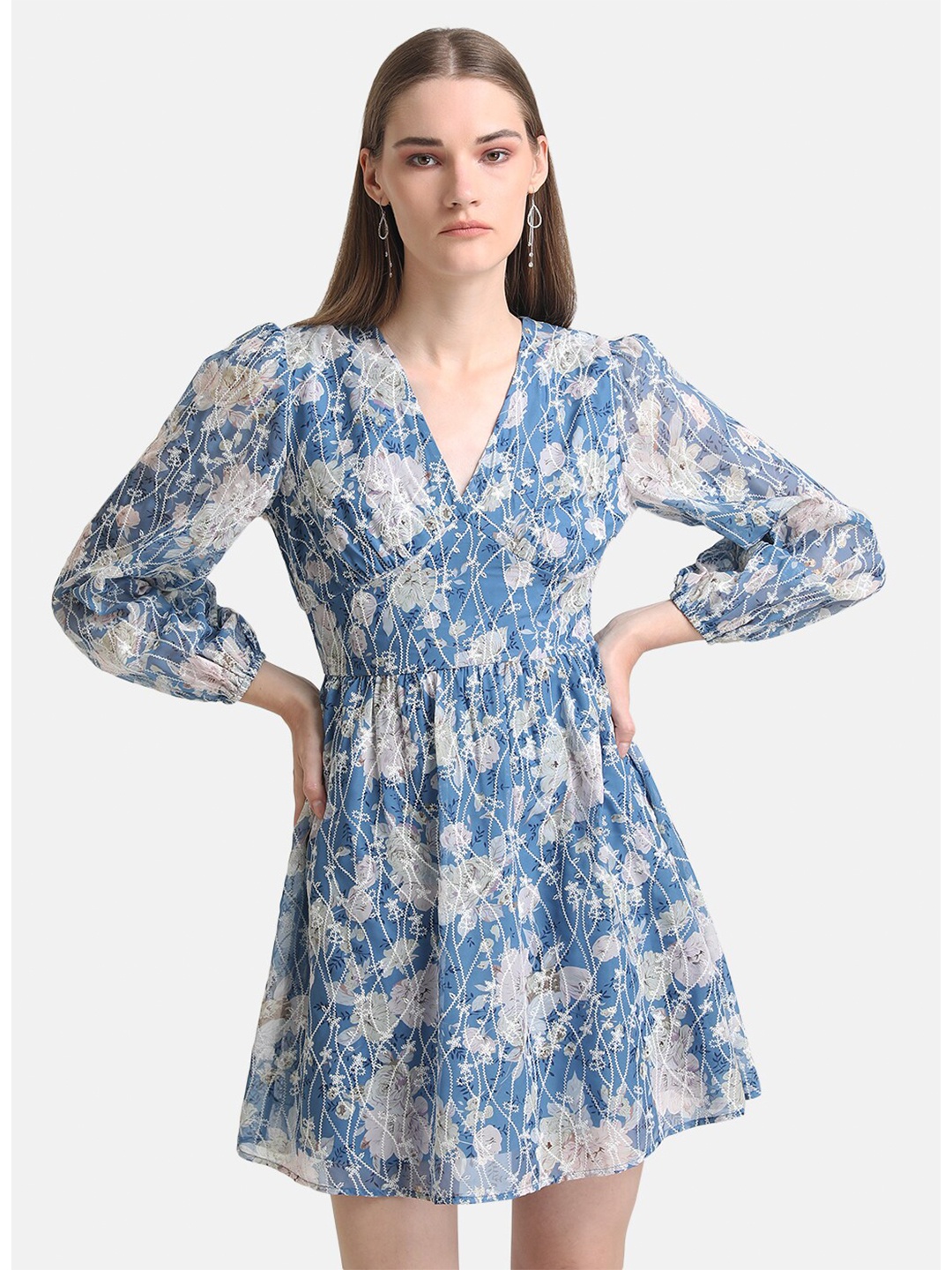 

Kazo Blue Floral Georgette Dress