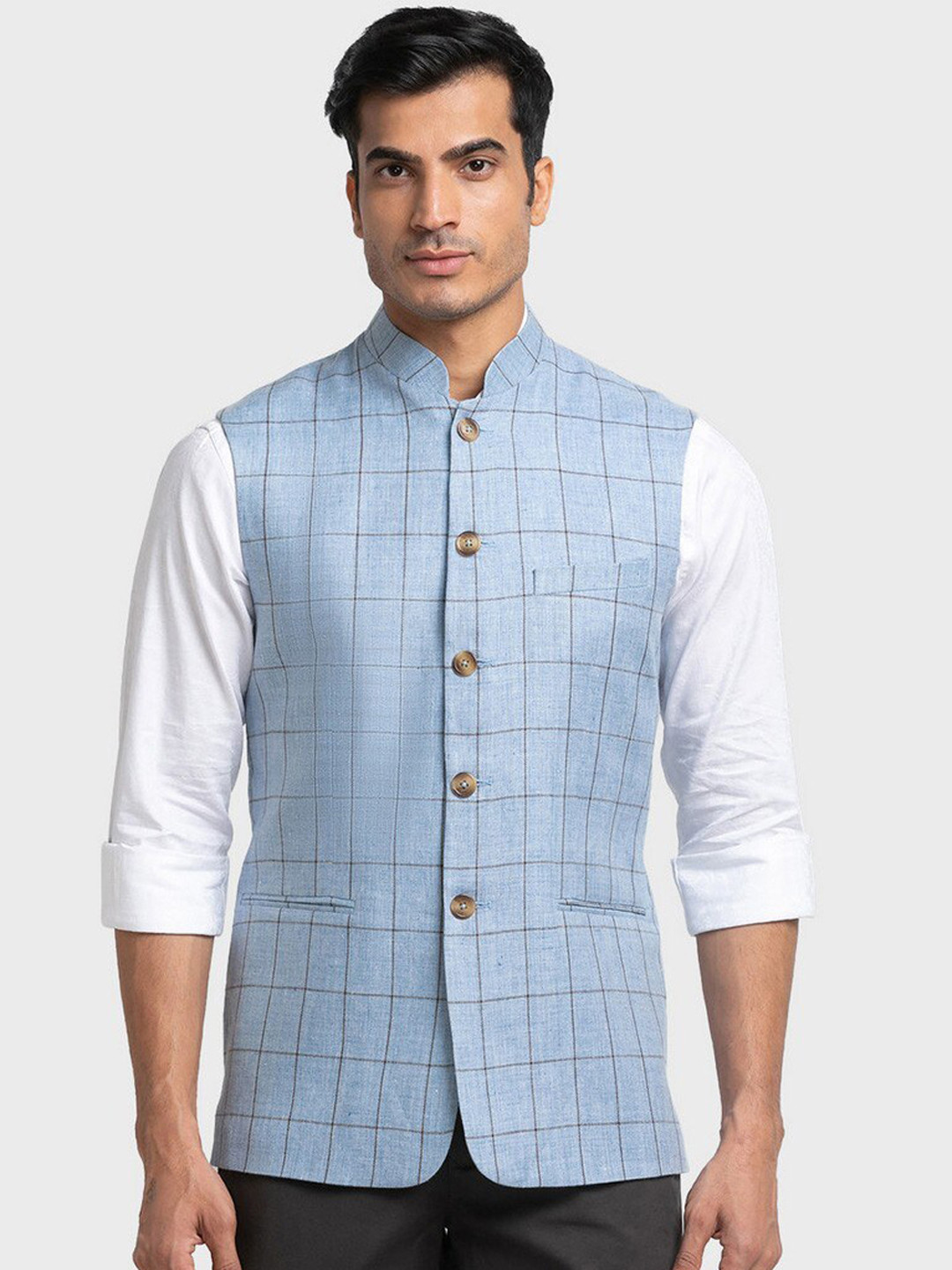 

ColorPlus Men Blue Linen Blazer