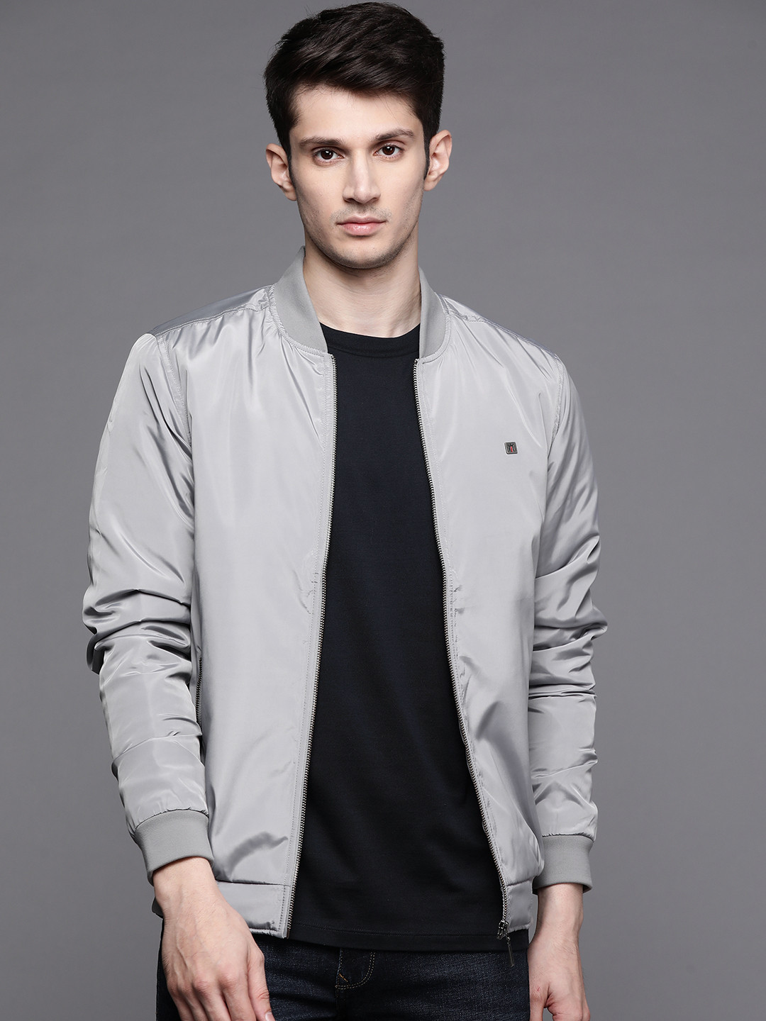

Louis Philippe Jeans Men Grey Solid Padded Jacket