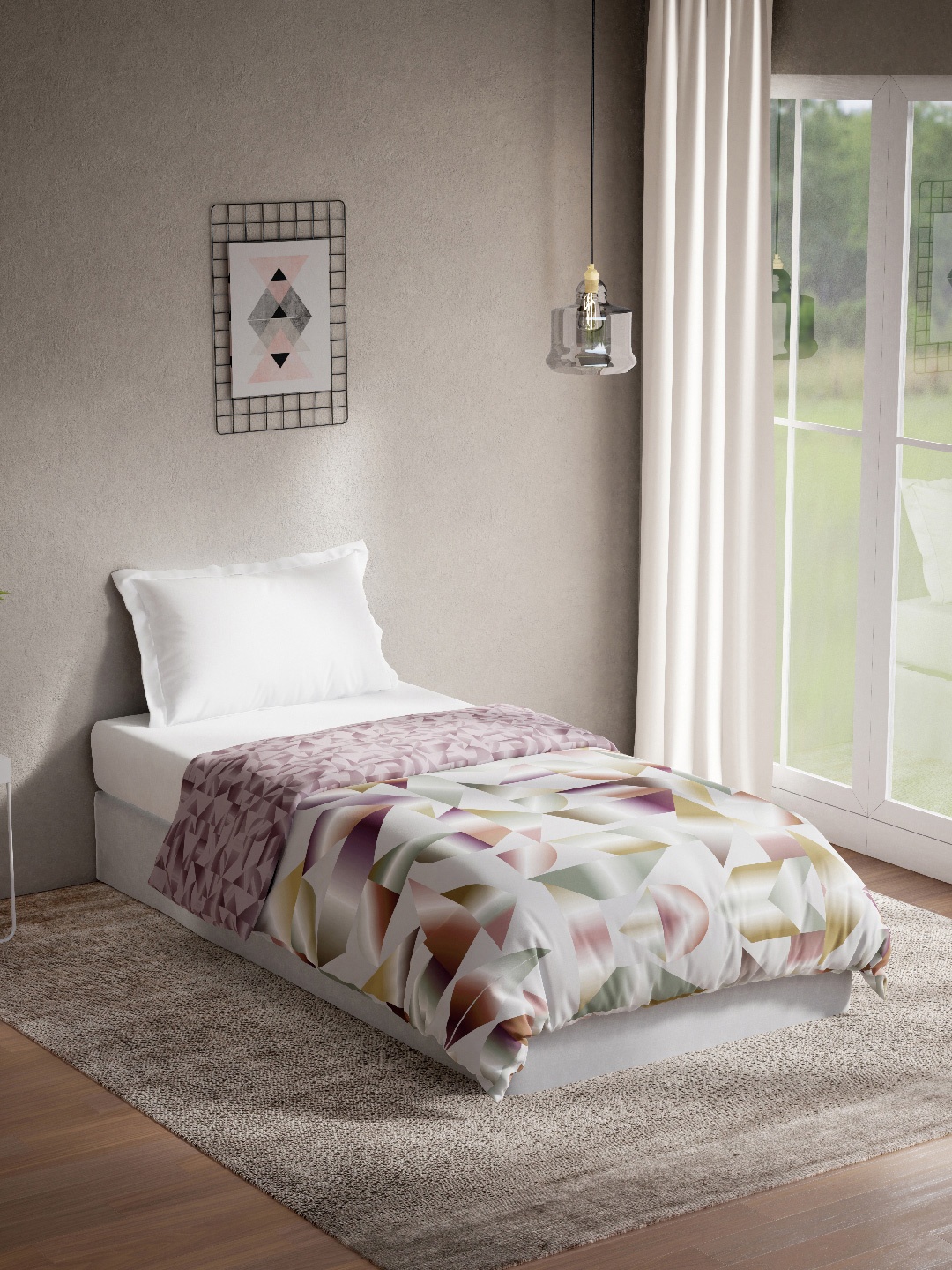 

DDecor Purple Abstract Pure Cotton 150 GSM Reversible Single Quilt