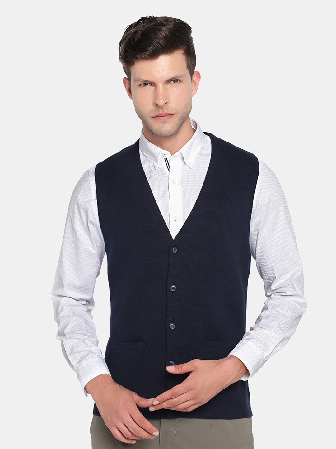 

Blackberrys Men Navy Blue Cardigan