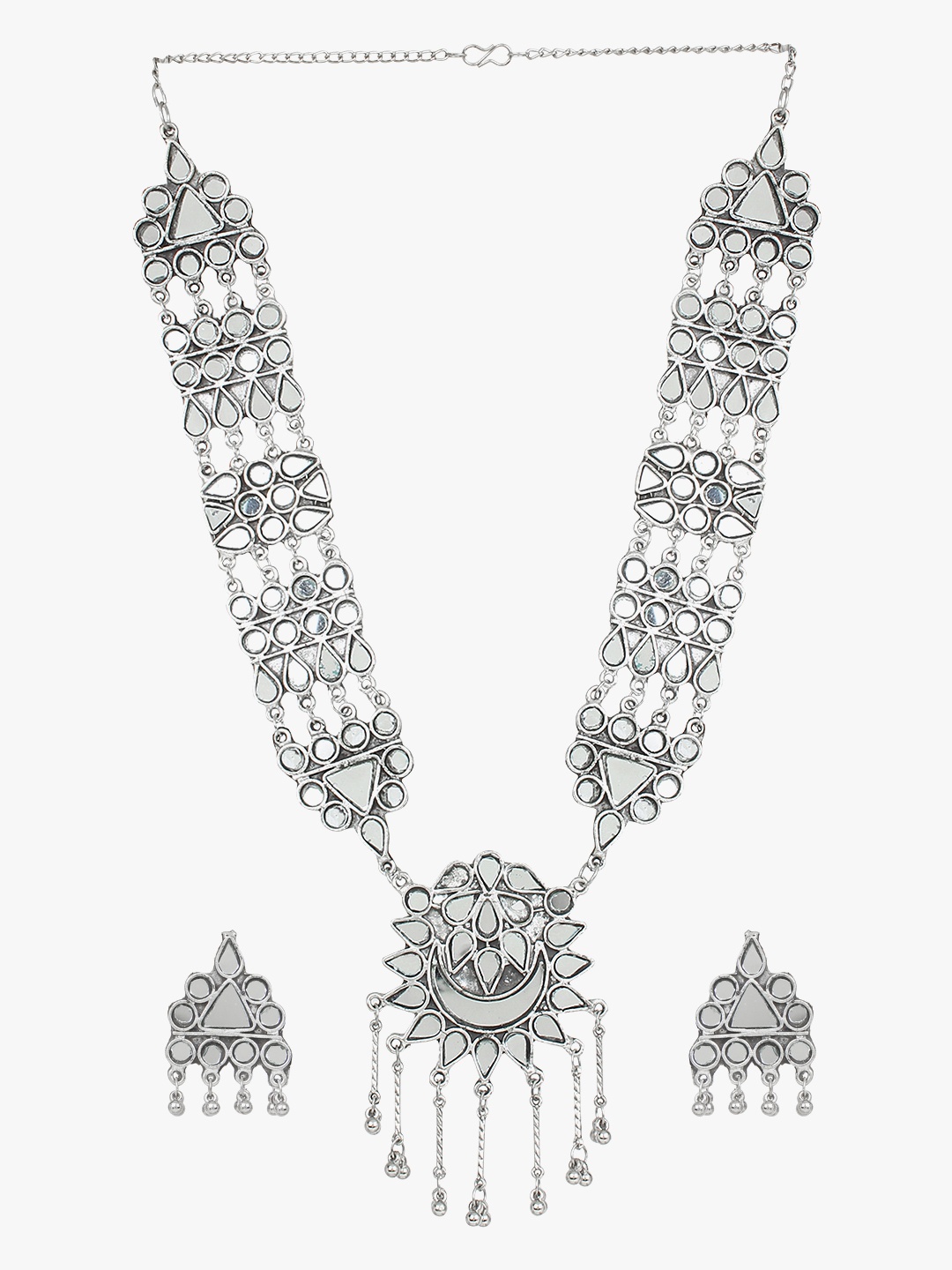 

CARDINAL Silver-Plated Stone Studded Jewellery Set