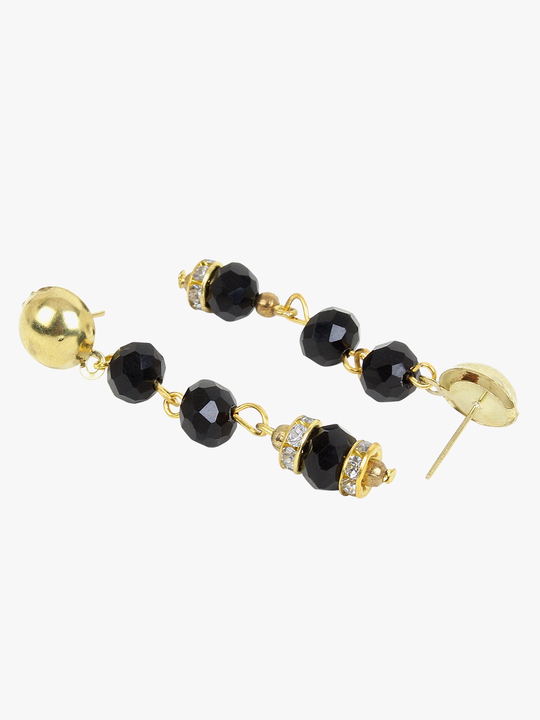 

CARDINAL Gold-Toned Band Black beaded Multi strand Choker Jewellery Set
