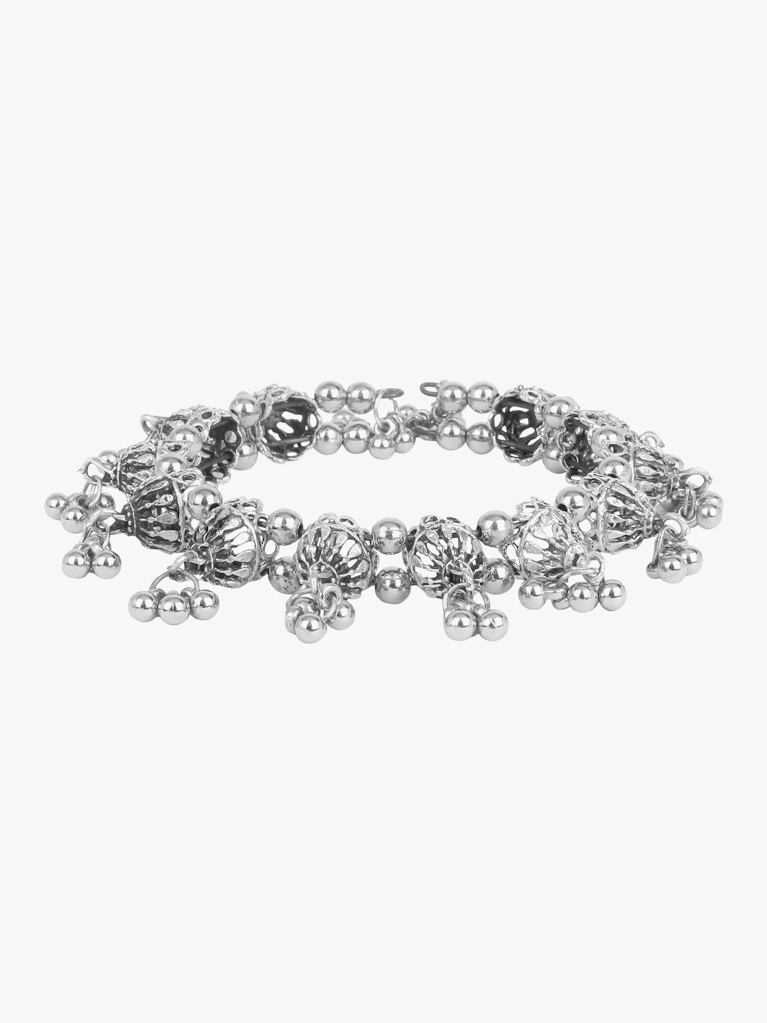

CARDINAL Women Silver-Toned Set Of 2 Oxidised Silver-Plated Bangle-Style Bracelet