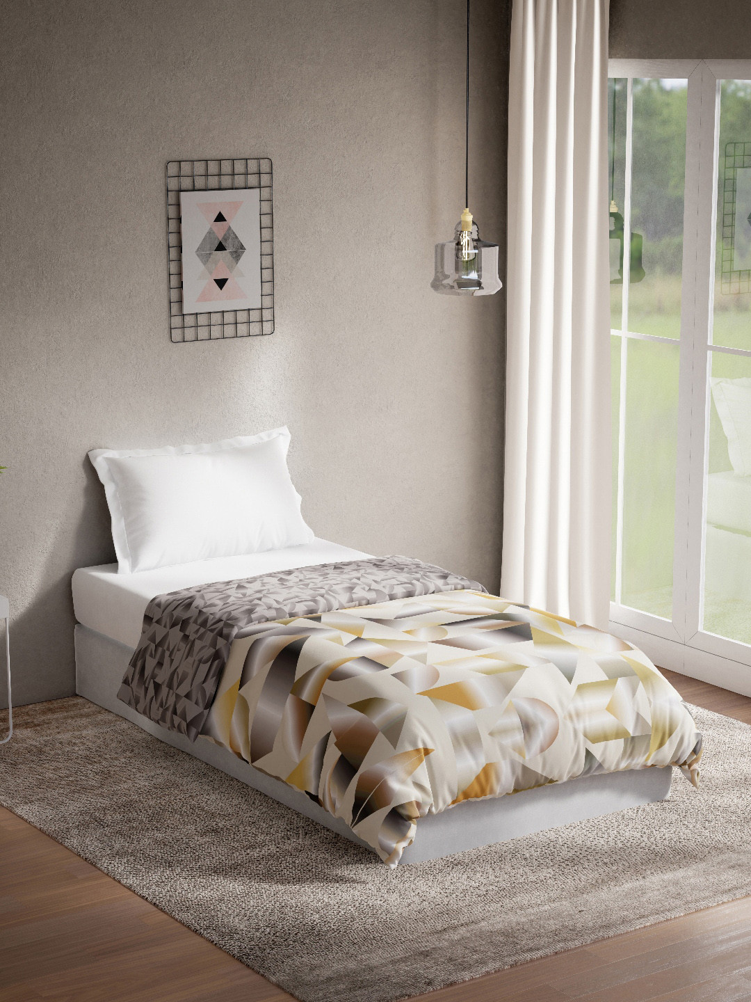 

DDecor Brown Abstract Pure Cotton 150 GSM Reversible Single Quilt