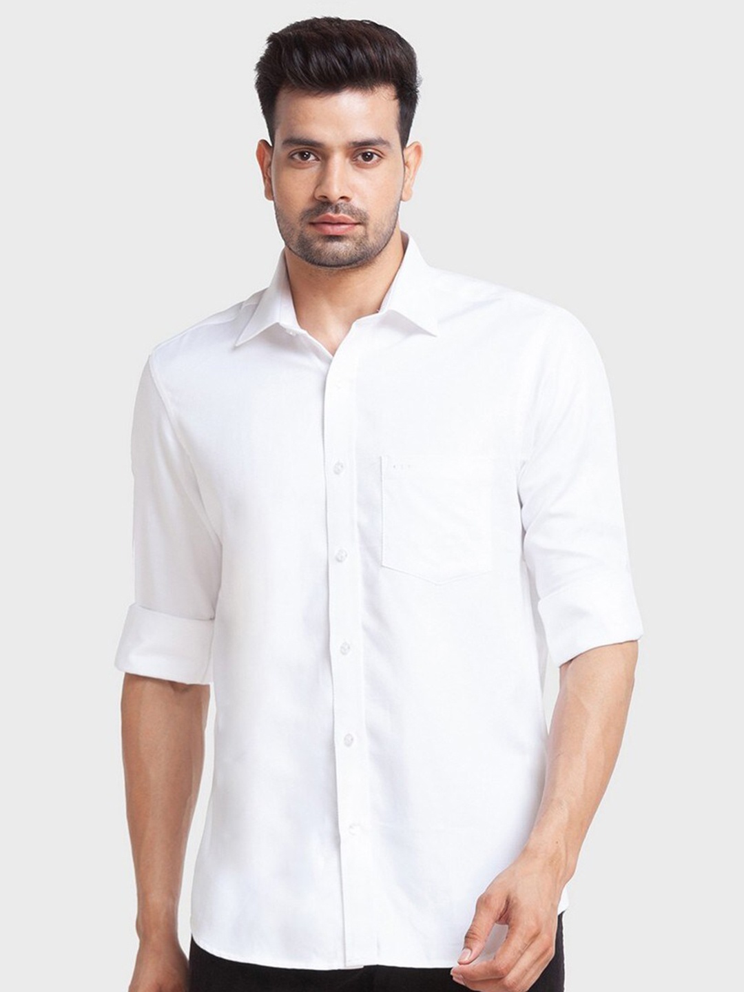 

ColorPlus Men White Tailored Fit Casual Organic Cotton Shirt