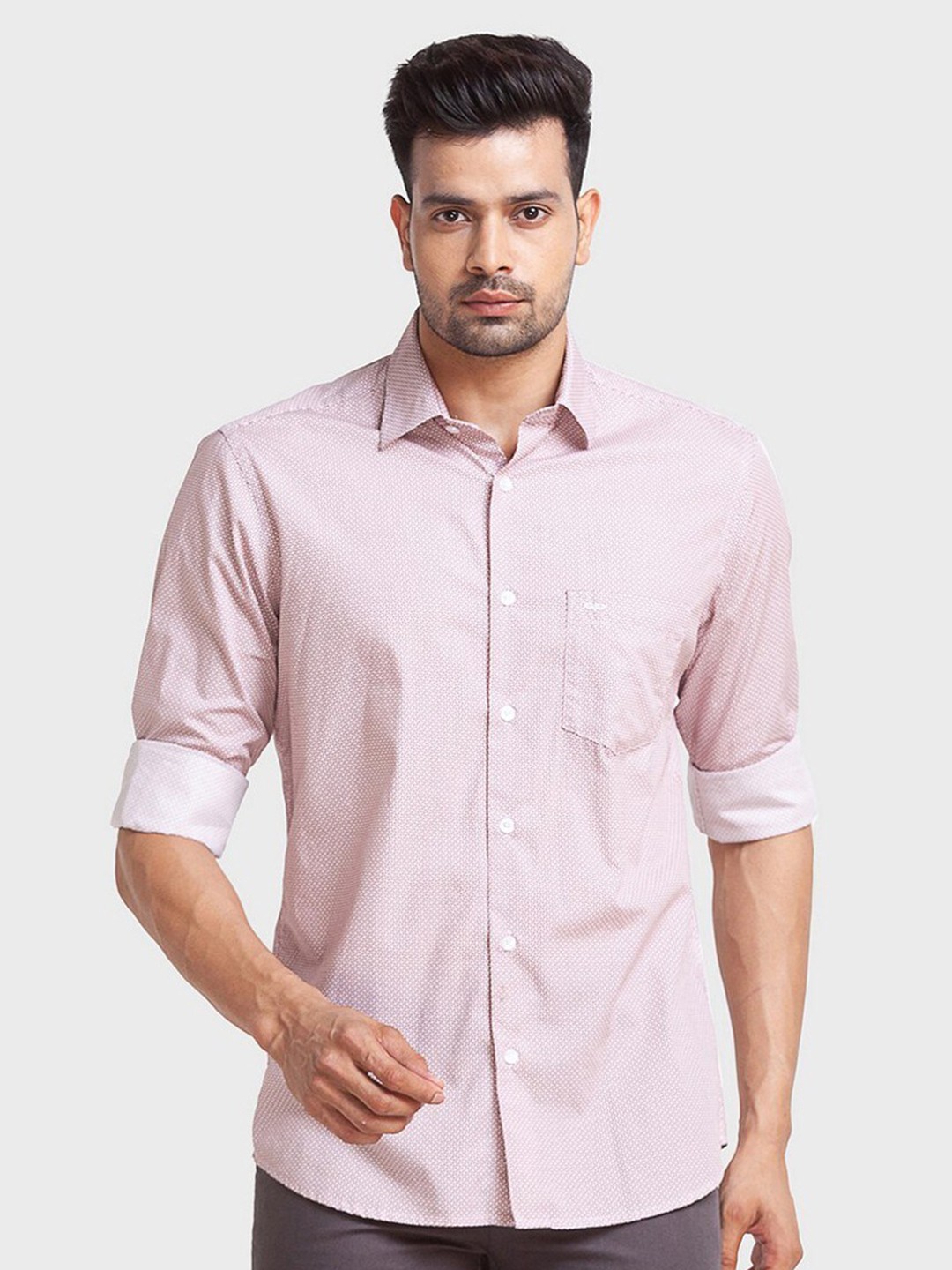 

ColorPlus Men Pink Tailored Fit Printed Casual Shirt