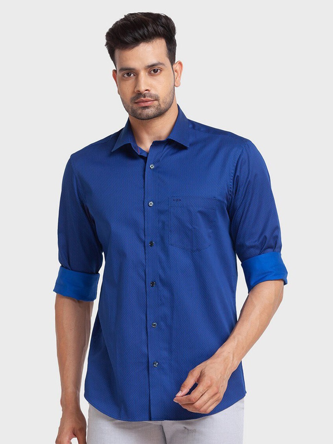 

ColorPlus Men Blue Organic Cotton Tailored Fit Printed Casual Shirt