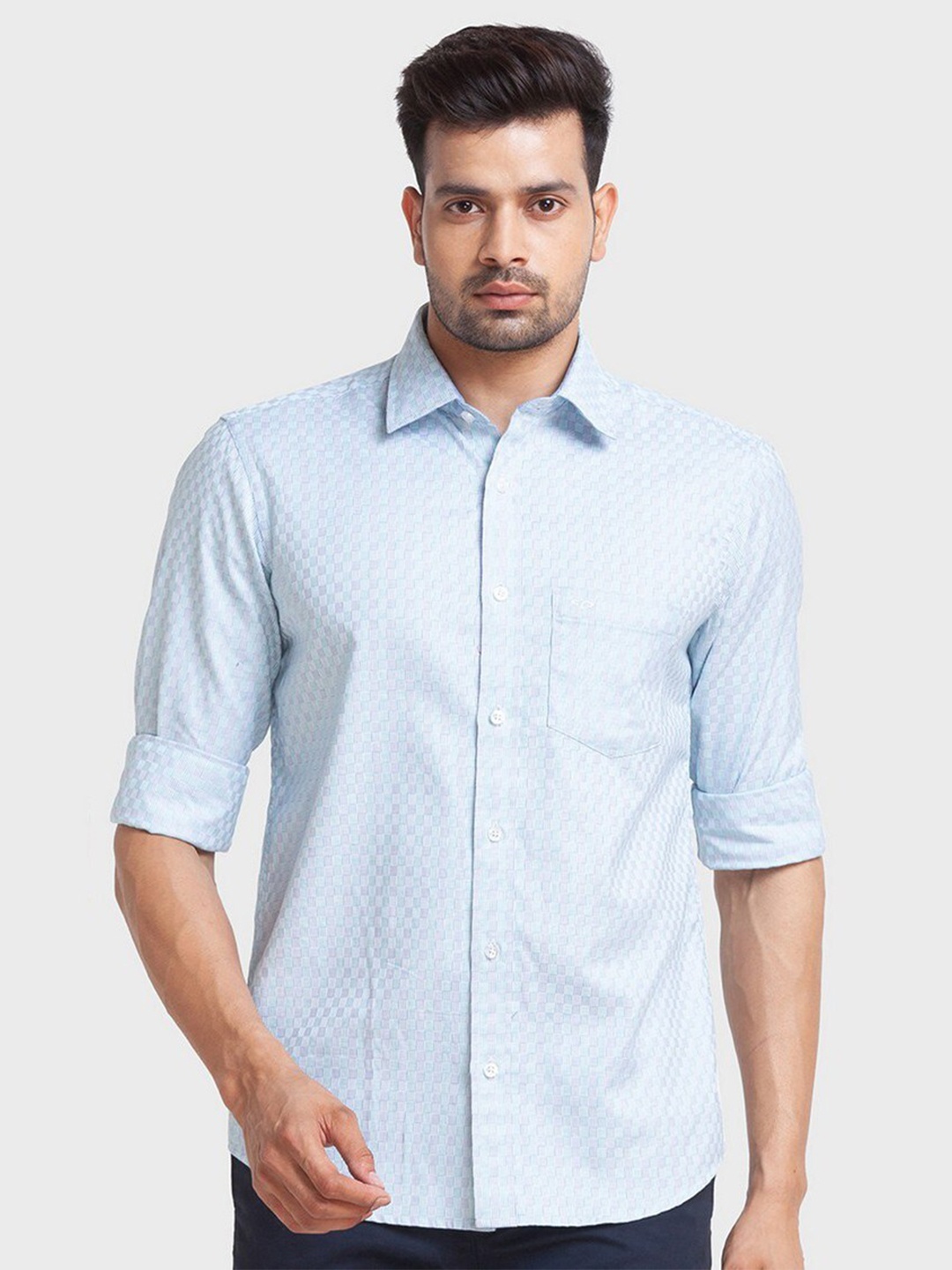 

ColorPlus Men Green Organic Cotton Tailored Fit Checked Casual Shirt