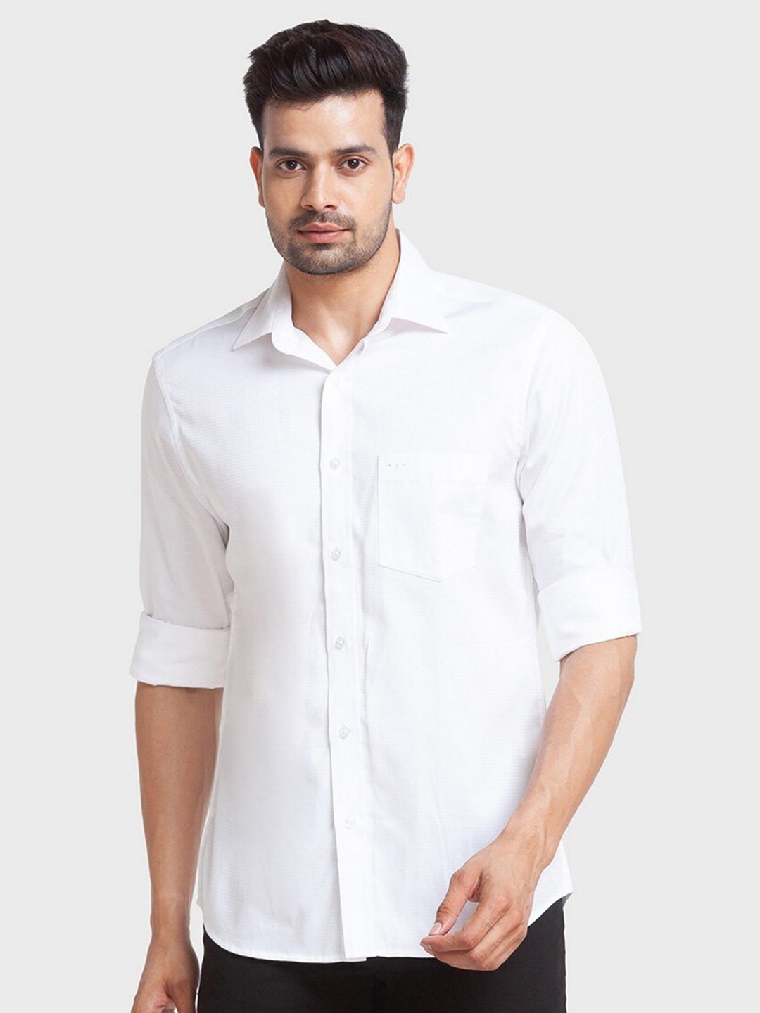 

ColorPlus Men White Organic Cotton Tailored Fit Casual Shirt