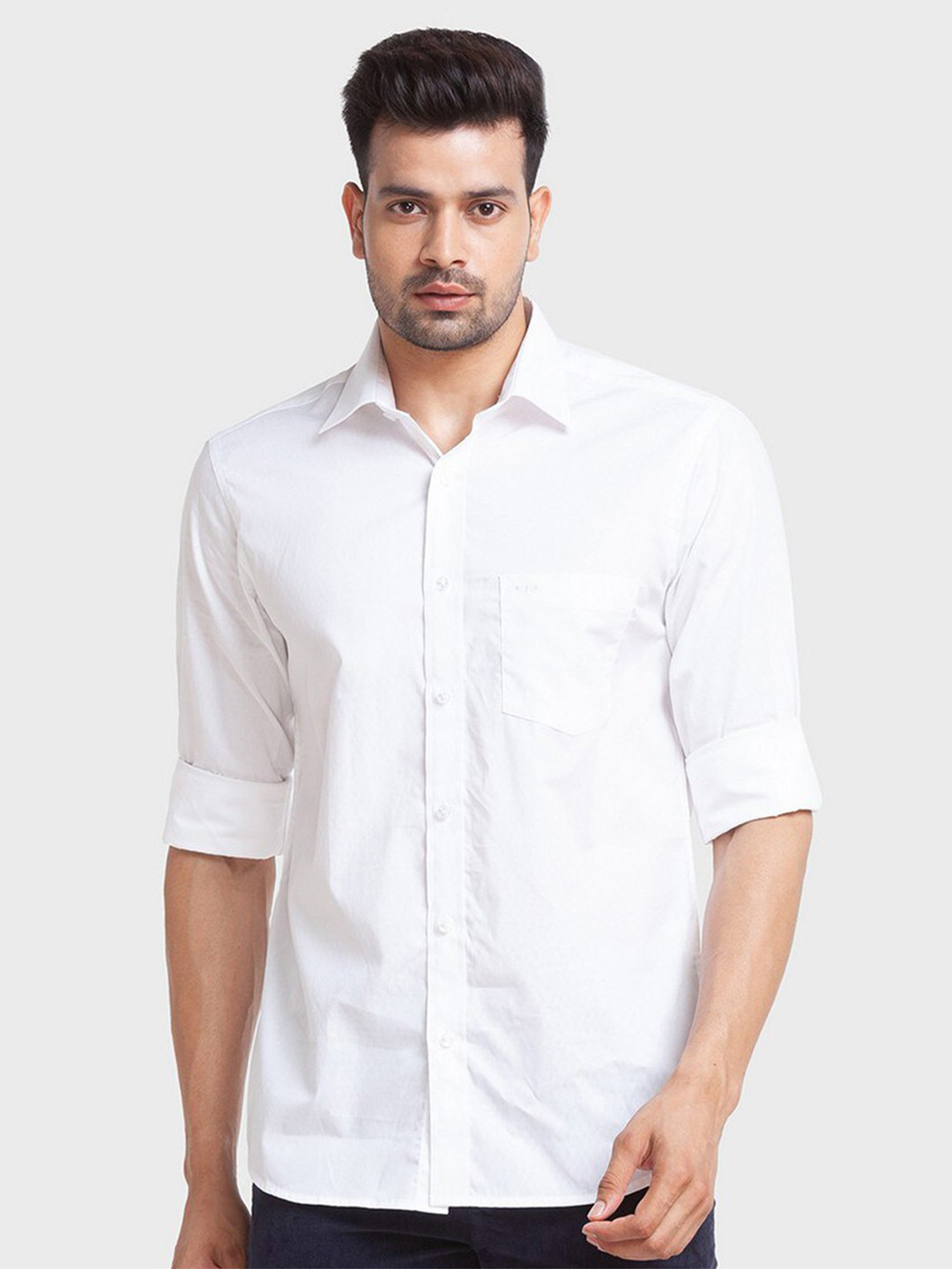 

ColorPlus Men White Organic Cotton Tailored Fit Casual Shirt