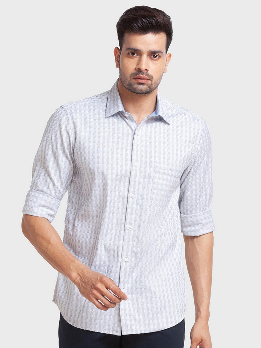 

ColorPlus Men Grey Organic Cotton Casual Shirt