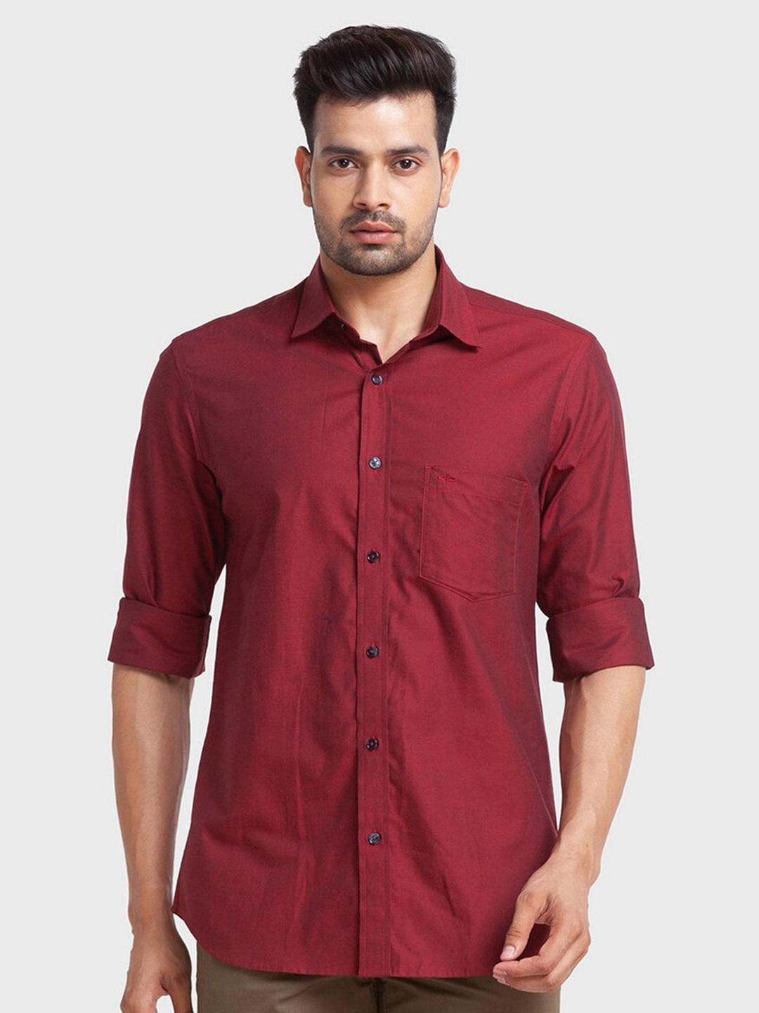 

ColorPlus Men Red Tailored Fit Casual Shirt