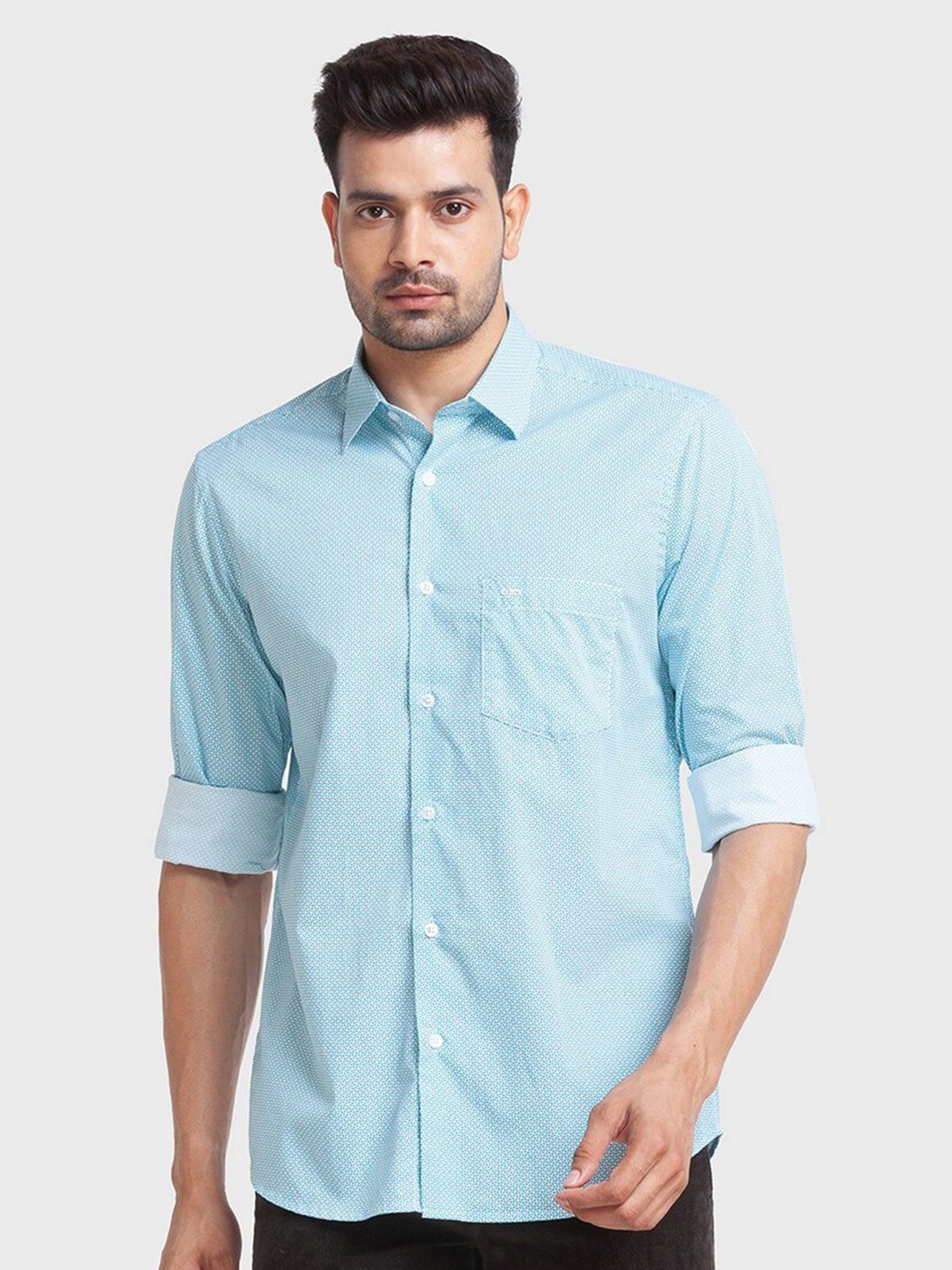 

ColorPlus Men Blue Tailored Fit Printed Casual Shirt