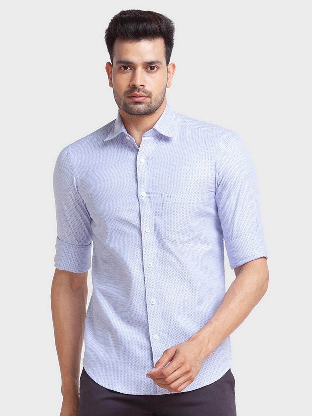 

ColorPlus Men Purple Tailored Fit Organic Cotton Casual Shirt