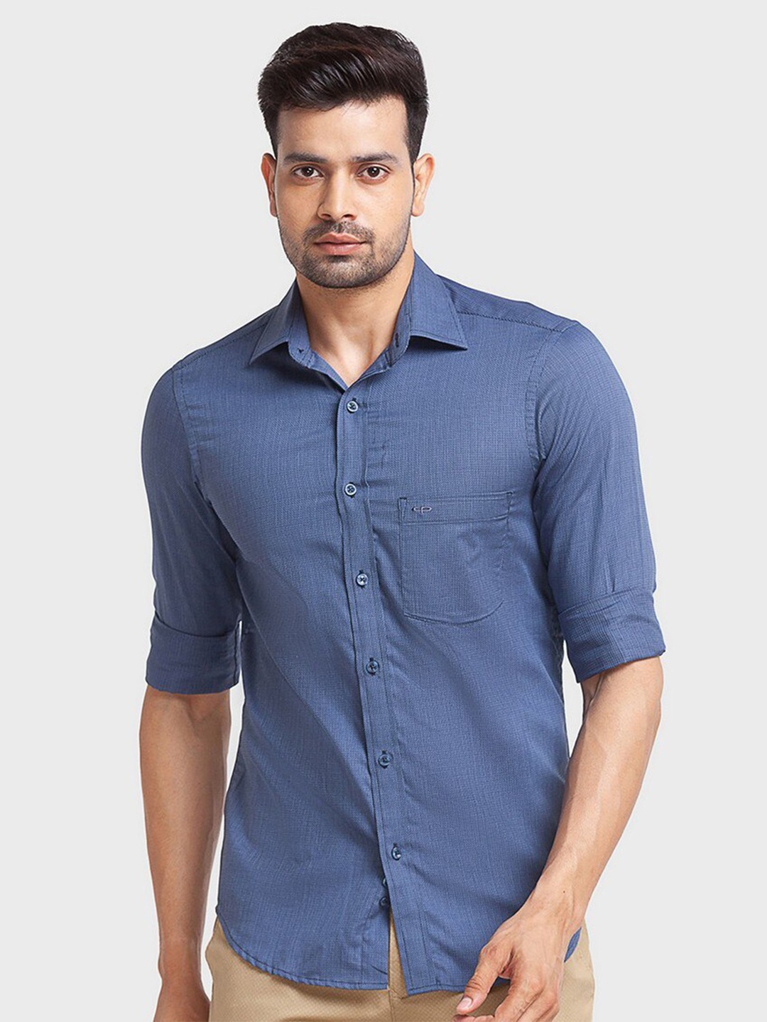 

ColorPlus Men Blue Tailored Fit Printed Organic Cotton Casual Shirt