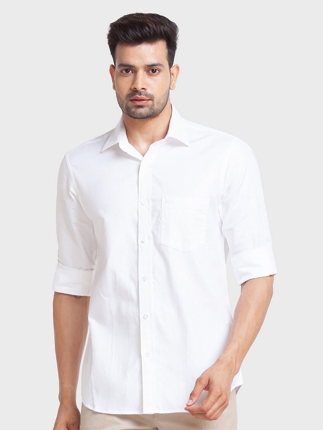 

ColorPlus Men White Tailored Fit Organic Cotton Casual Shirt