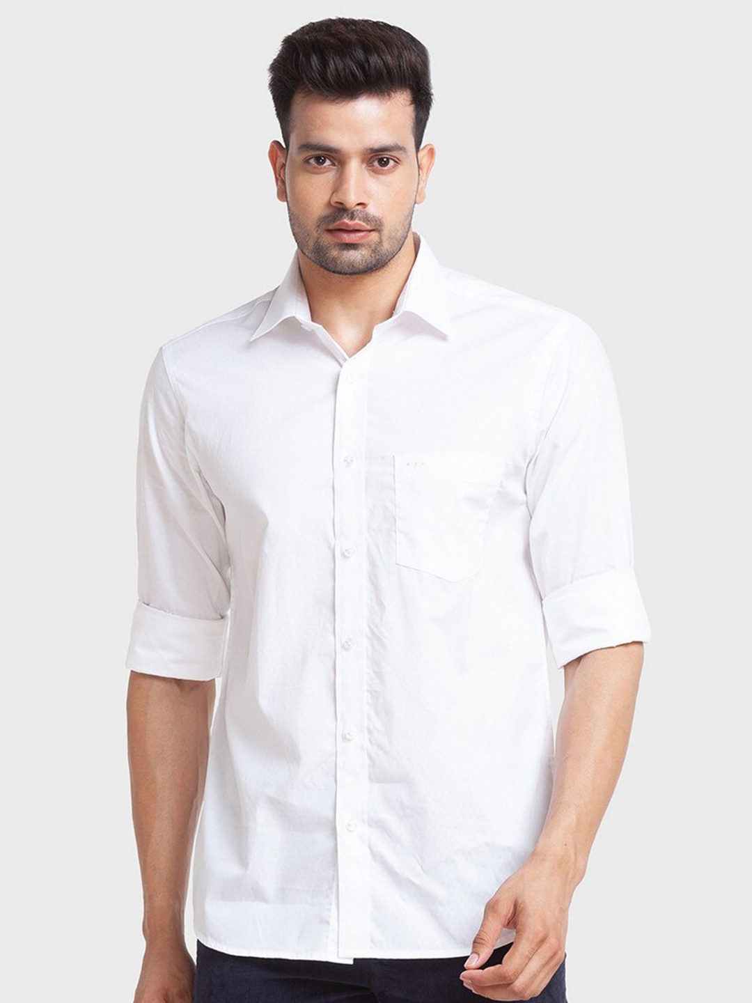 

ColorPlus Men White Tailored Fit Organic Cotton Casual Shirt