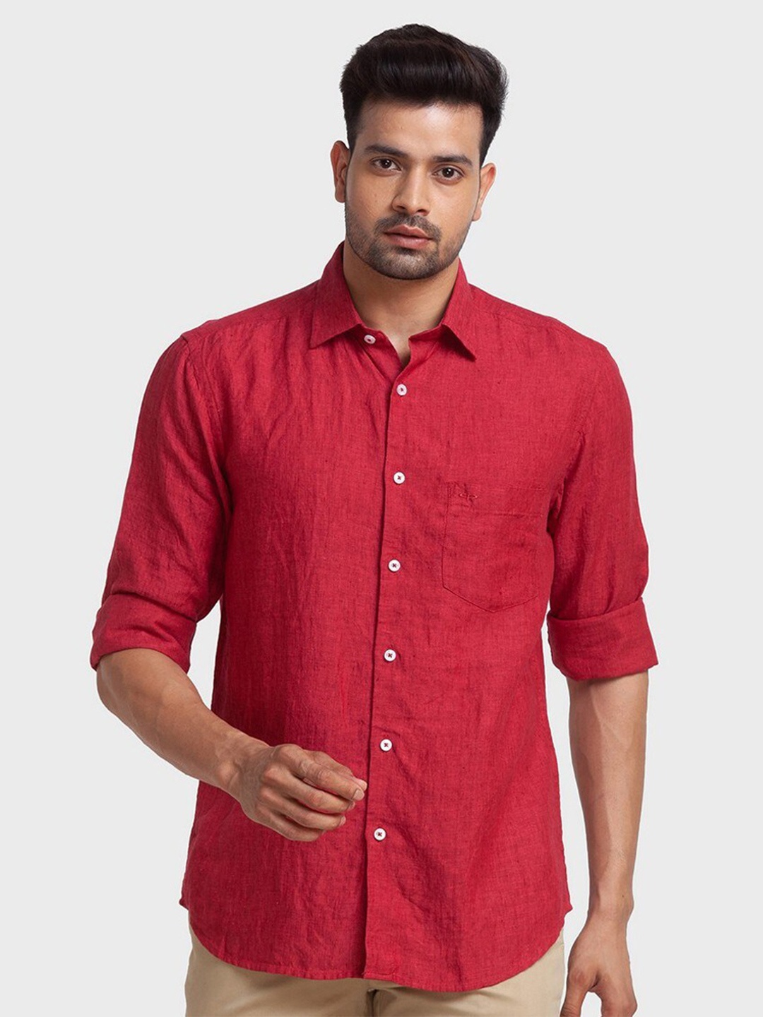 

ColorPlus Men Red Tailored Fit Casual Shirt