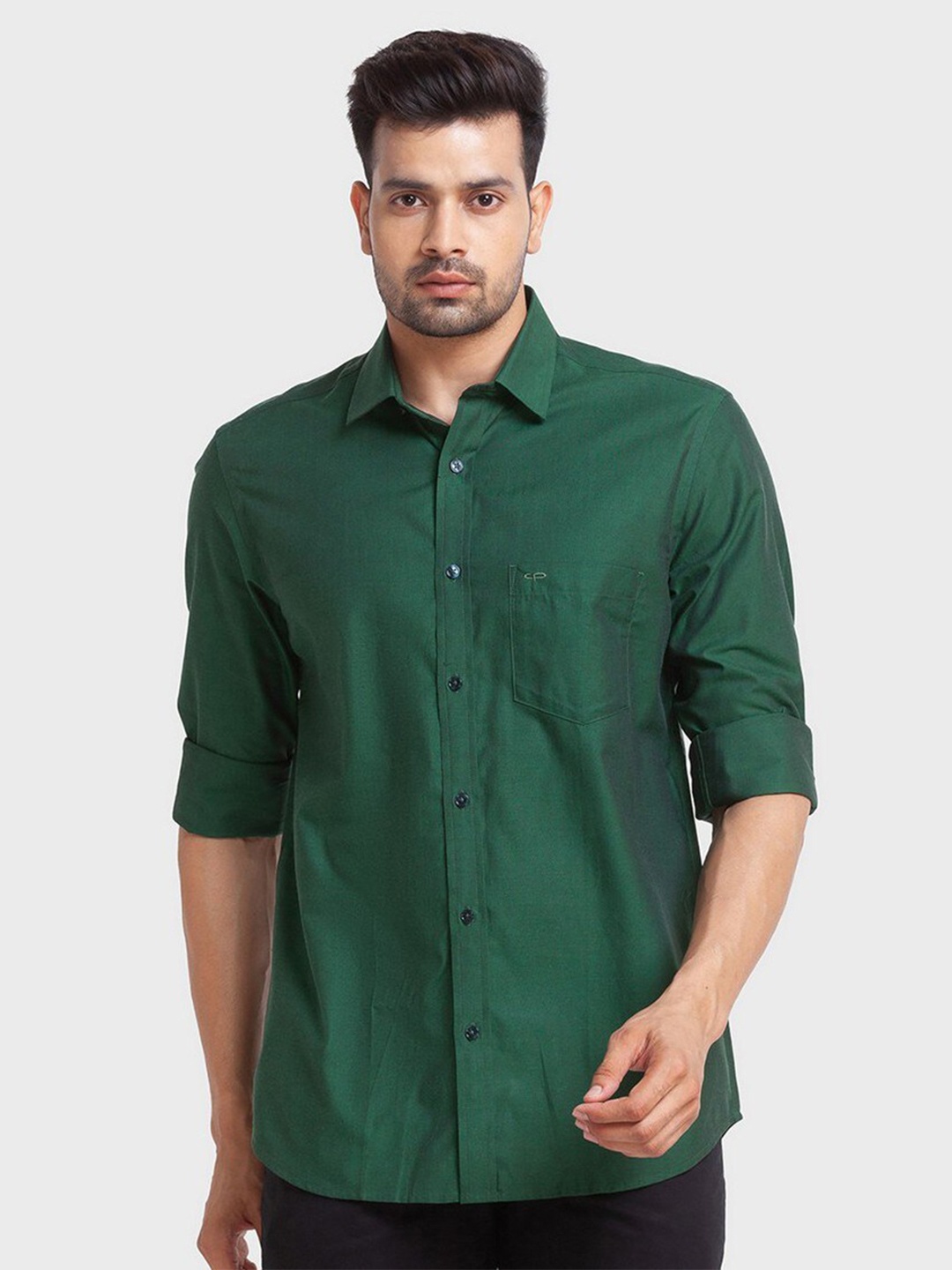 

ColorPlus Men Green Tailored Fit Organic Cotton Casual Shirt