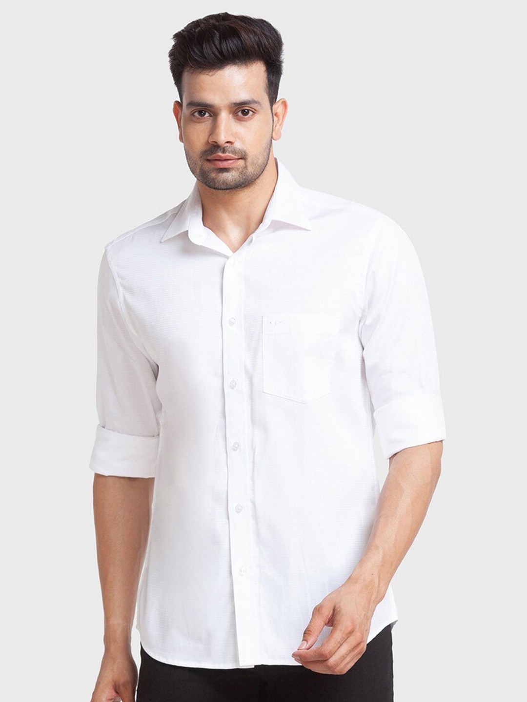 

ColorPlus Men White Tailored Fit Organic Cotton Casual Shirt