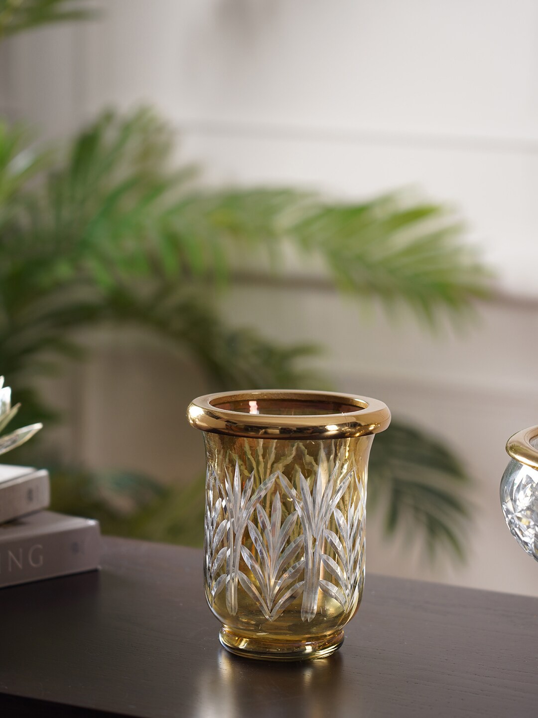 

Pure Home and Living Gold-Toned Glass Hurricane Candle Holders