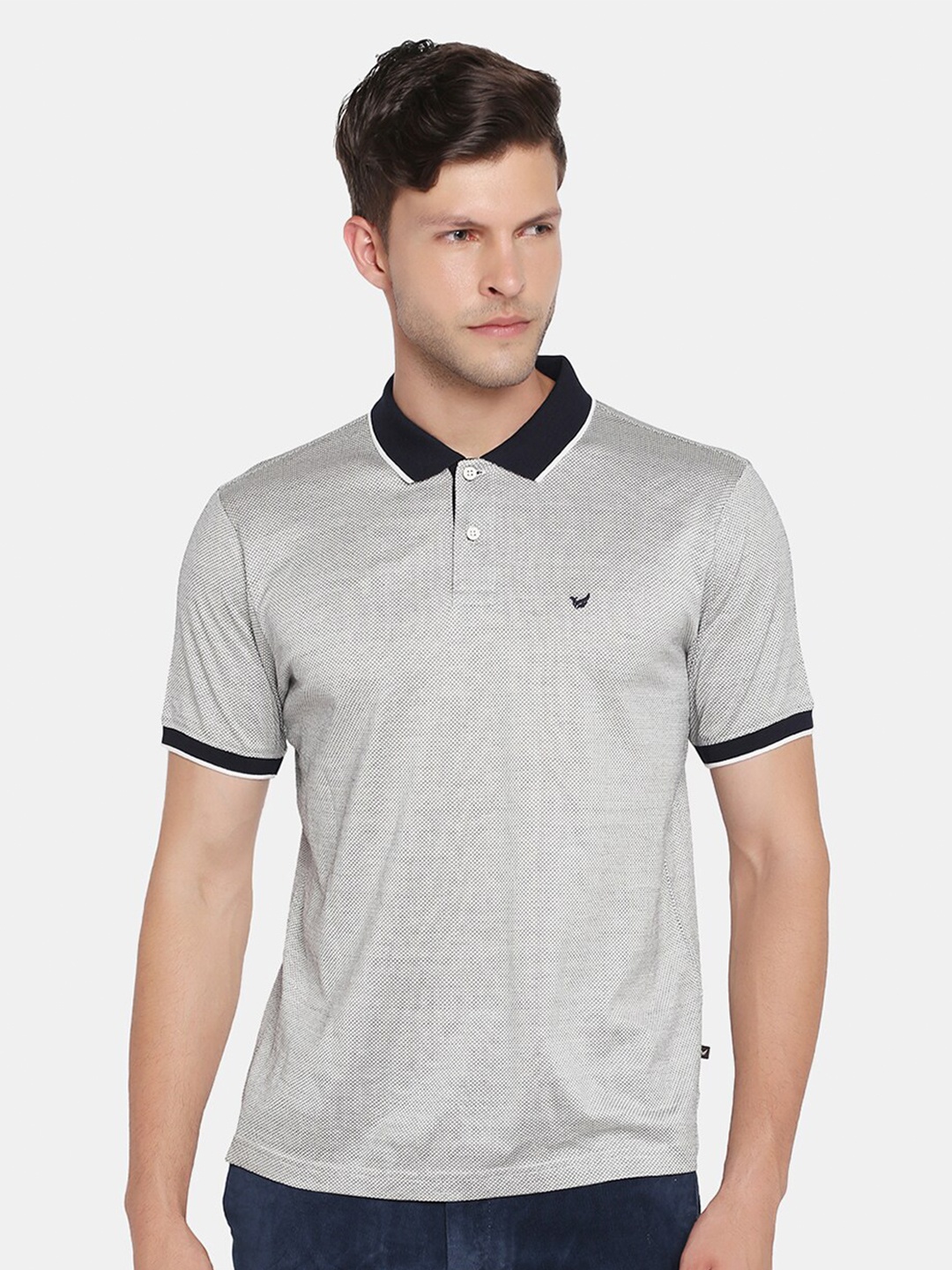 

Blackberrys Men Grey Polo Collar Slim Fit T-shirt