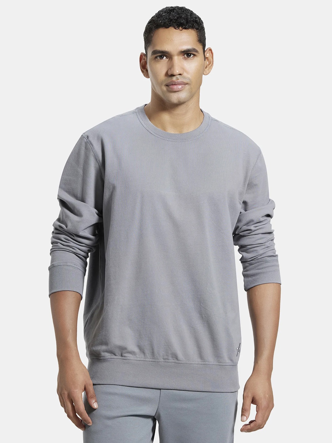 

Jockey Combed Cotton French Terry Sweatshirt with Ribbed Cuffs-2716, Grey